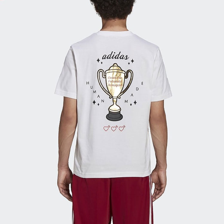 adidas originals x HUMAN MADE Crossover Casual Sports Round Neck Breathable Short Sleeve White GV433 - 4