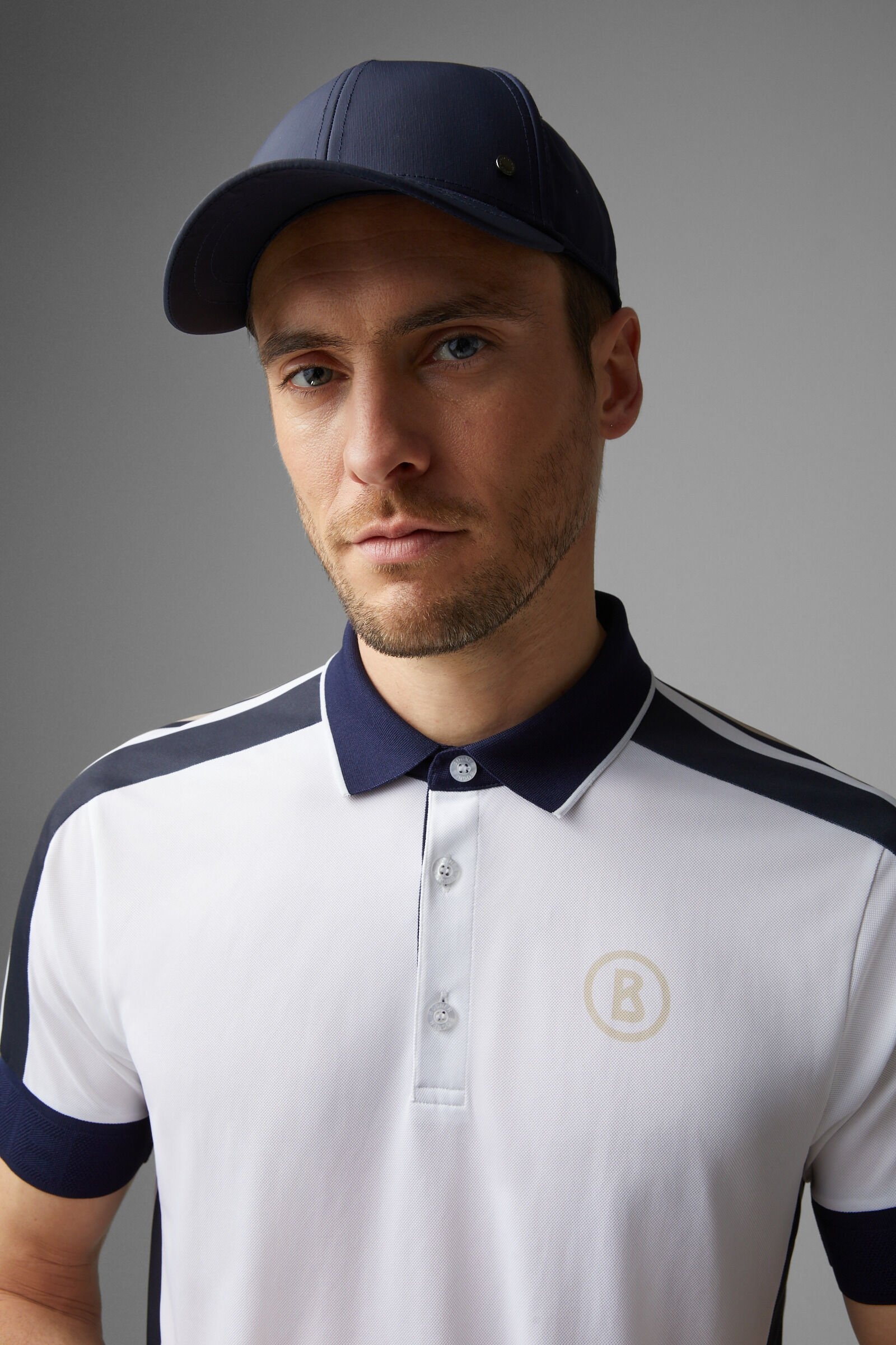 Claudius Functional polo shirt in White/Navy blue - 4