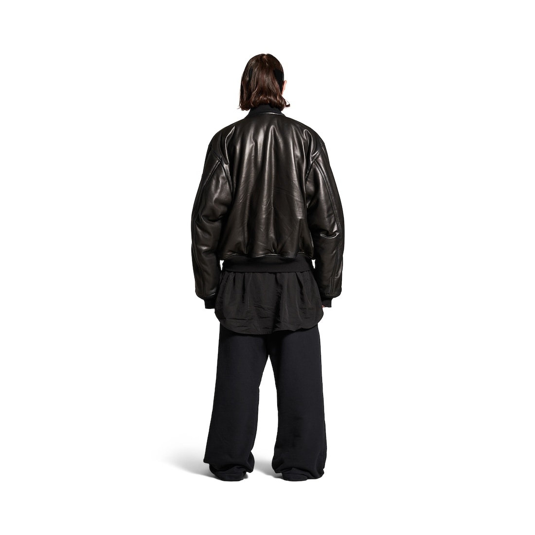 Bomber Leather Jacket in Black - 5