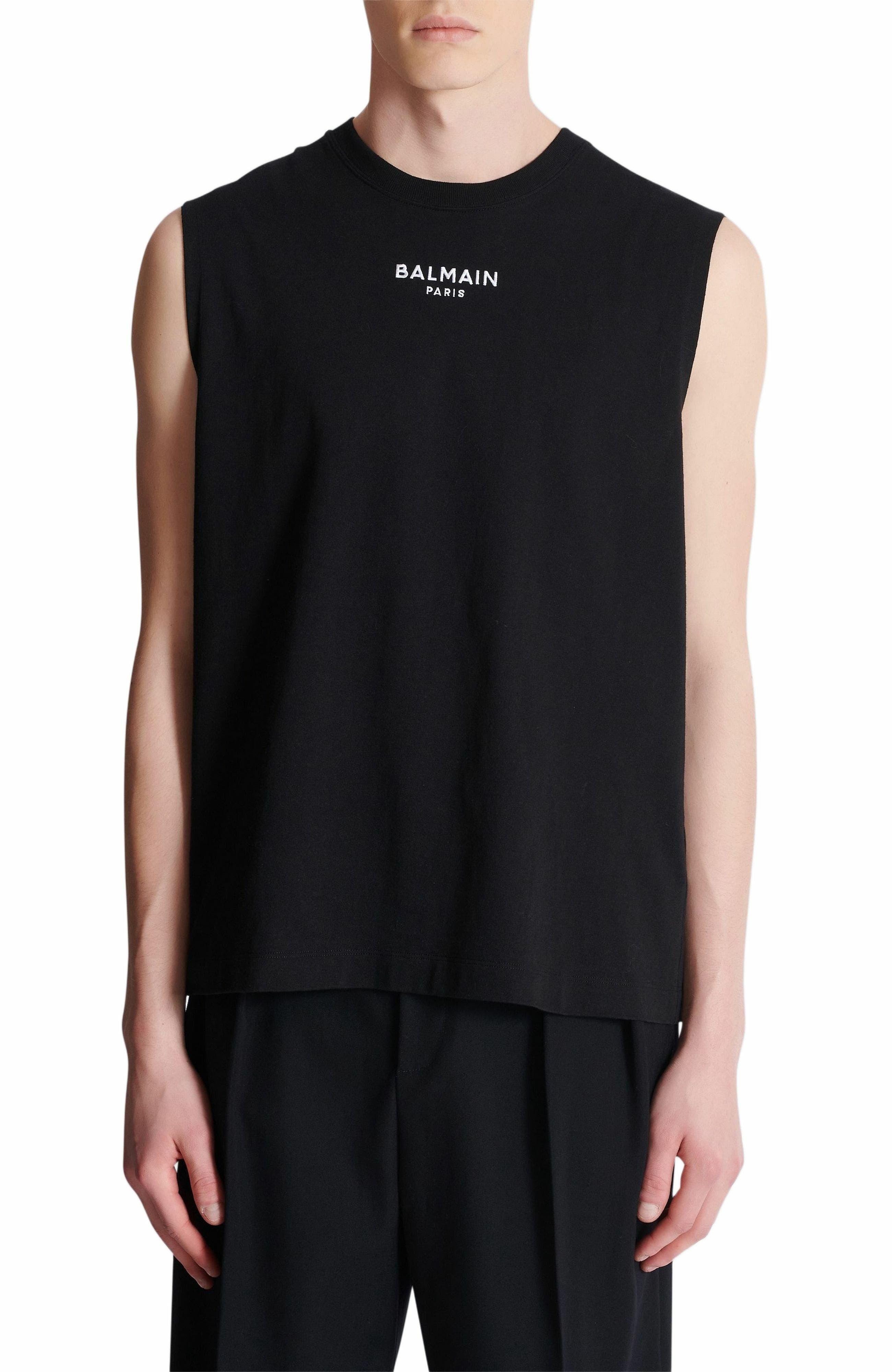 Balmain Paris embroidered vest top in Black at Nordstrom - 7