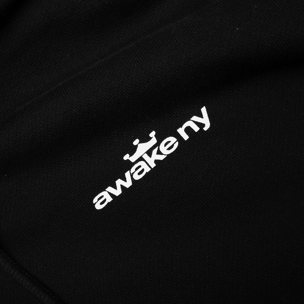CROWN LOGO FULL-ZIP HOODIE - BLACK - 3