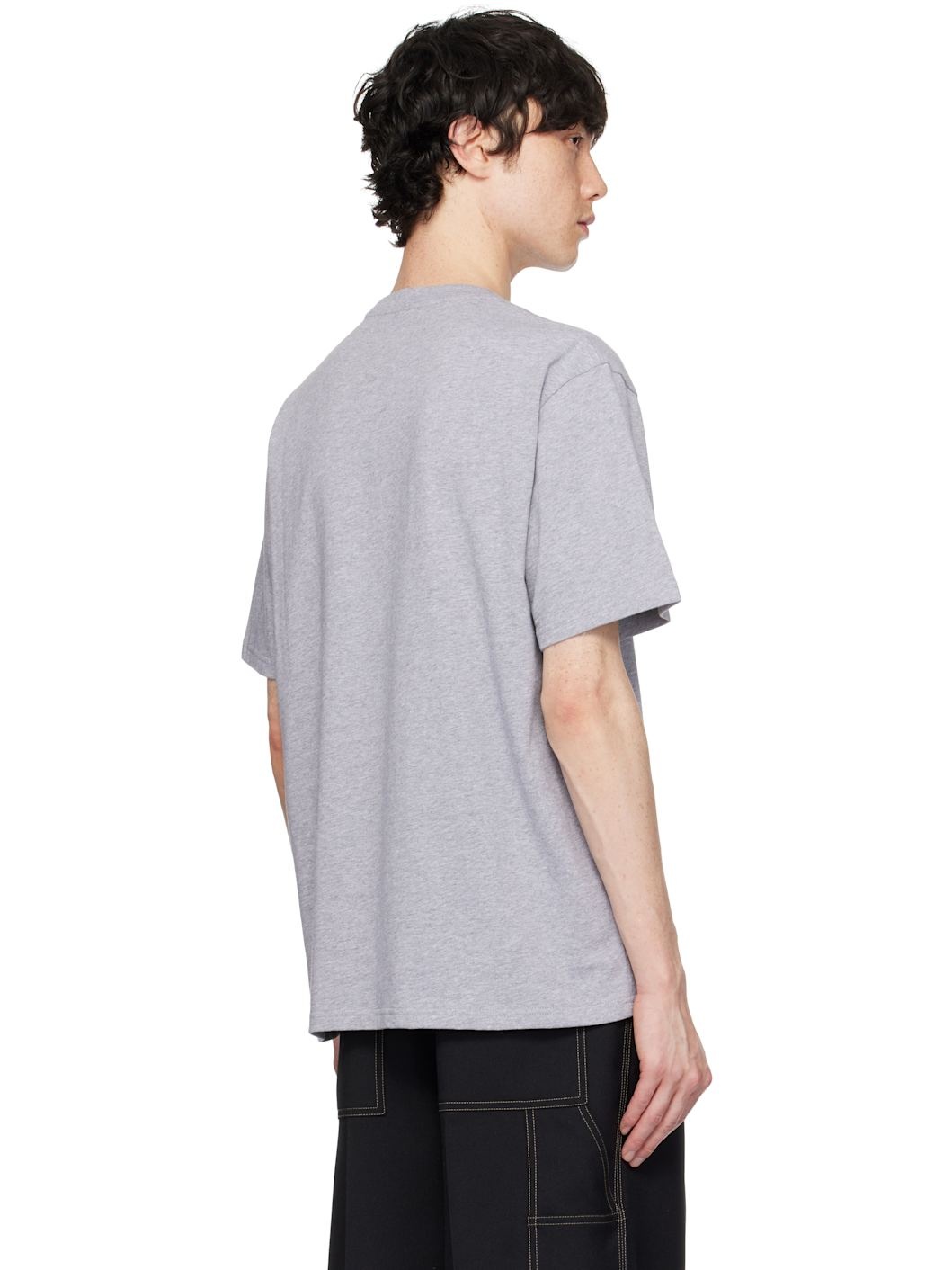 Gray Logo Embroidery T-shirt - 3