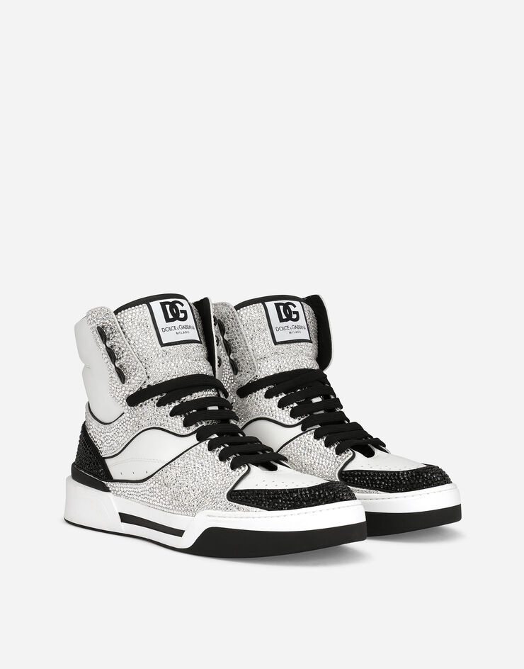 Calfskin New Roma high-top sneakers with fusible rhinestones - 2