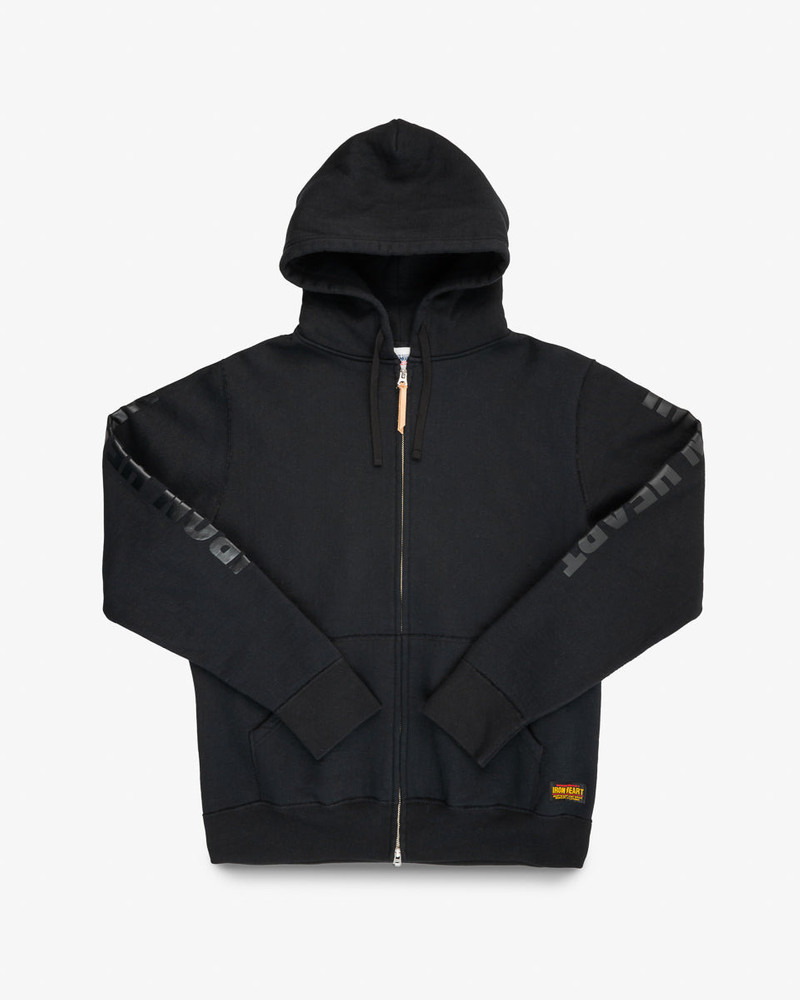 IHSW-80L-BLK PRINTED 14OZ ULTRA HEAVYWEIGHT LOOPWHEEL COTTON ZIPPERED HOODIE - BLACK 1