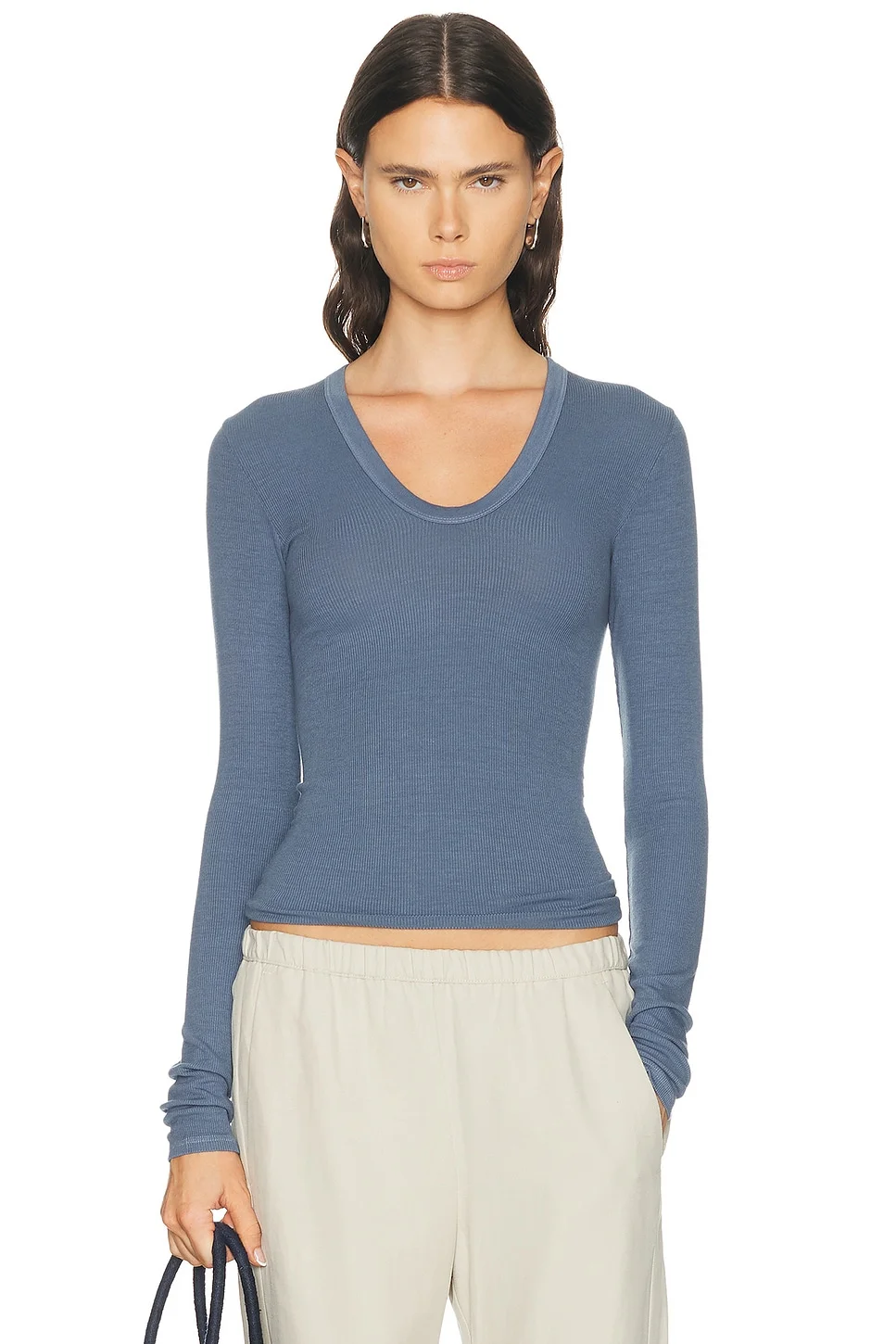 Silk Rib Essential U Long Sleeve Top - 1