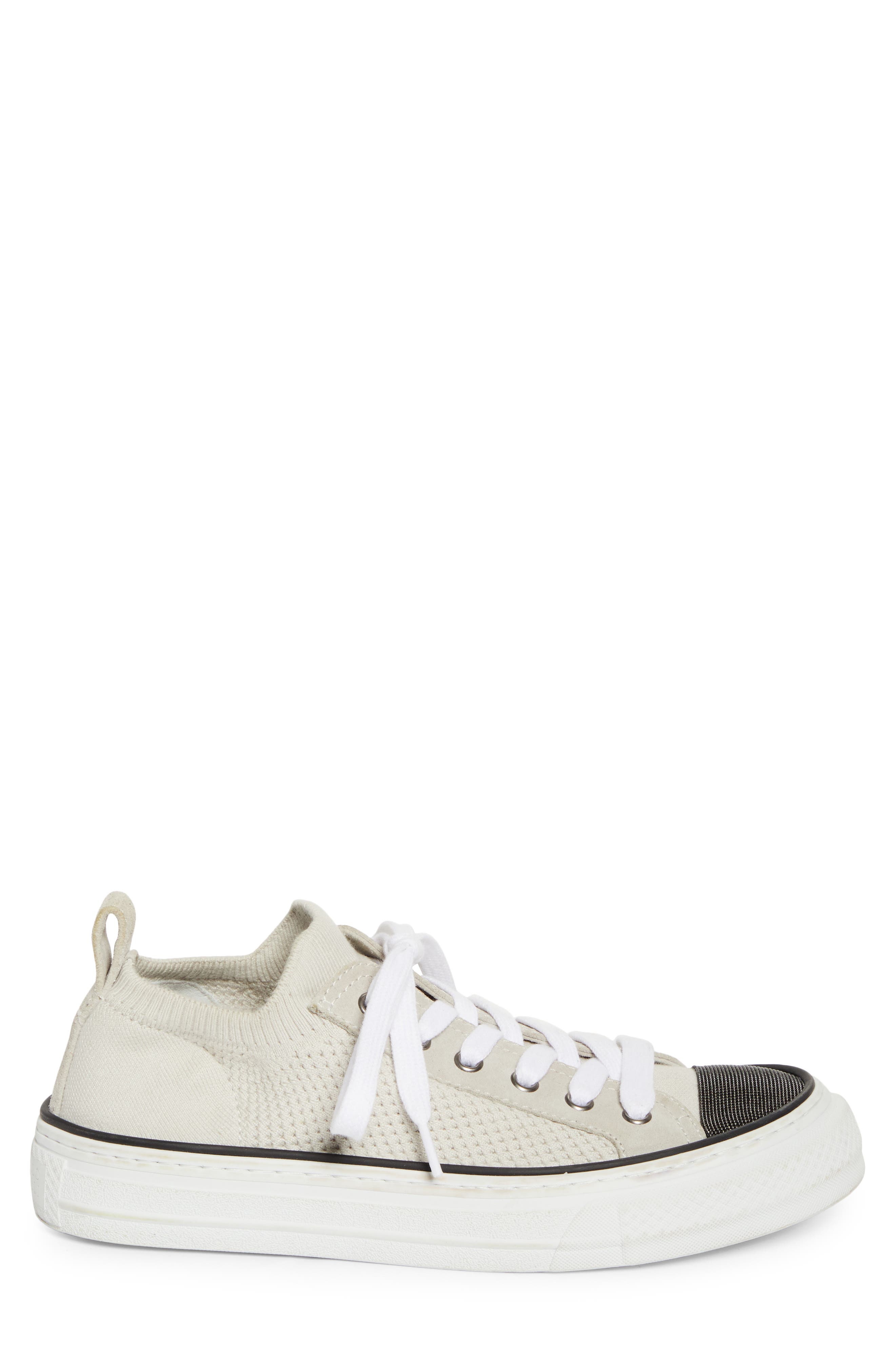 Brunello Cucinelli Monili Trim Platform Sneaker in White at Nordstrom - 3