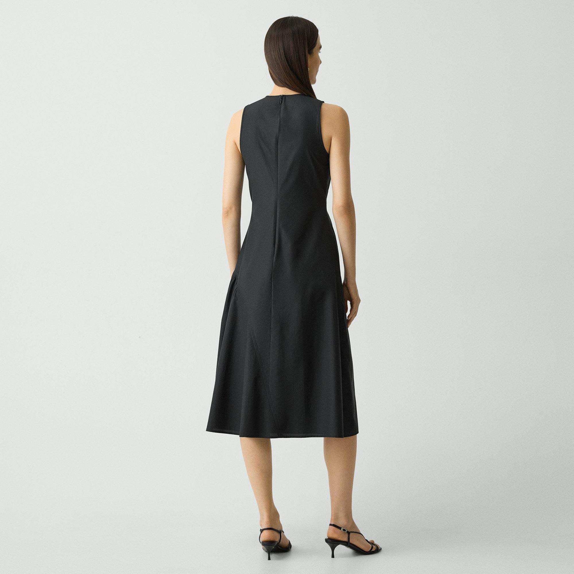 Ruched Asymmetrical Midi Dress in Cotton-Blend - 4