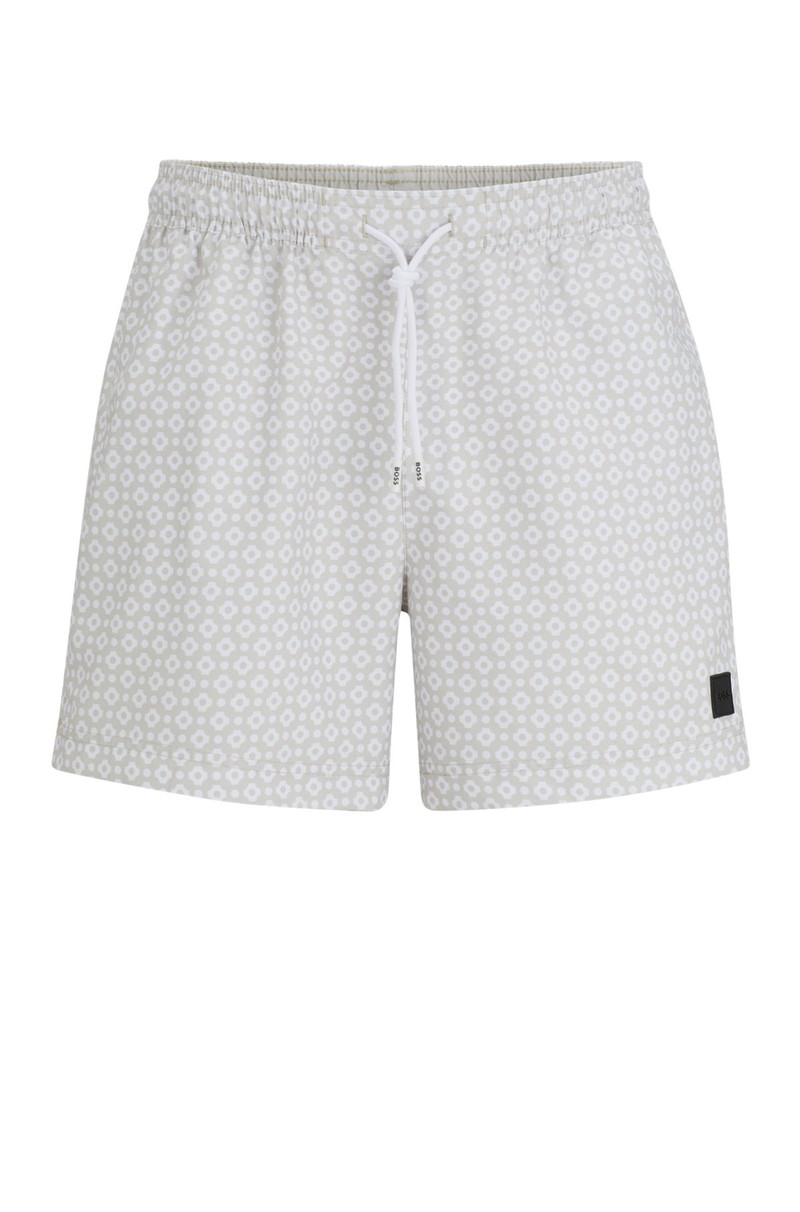 MICRO-PRINT QUICK-DRYING SWIM SHORTS WITH LOGO DETAIL 1