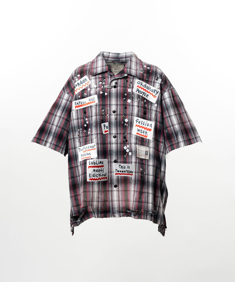 Embellished Sticker Short Sleeve Check Shirt 18