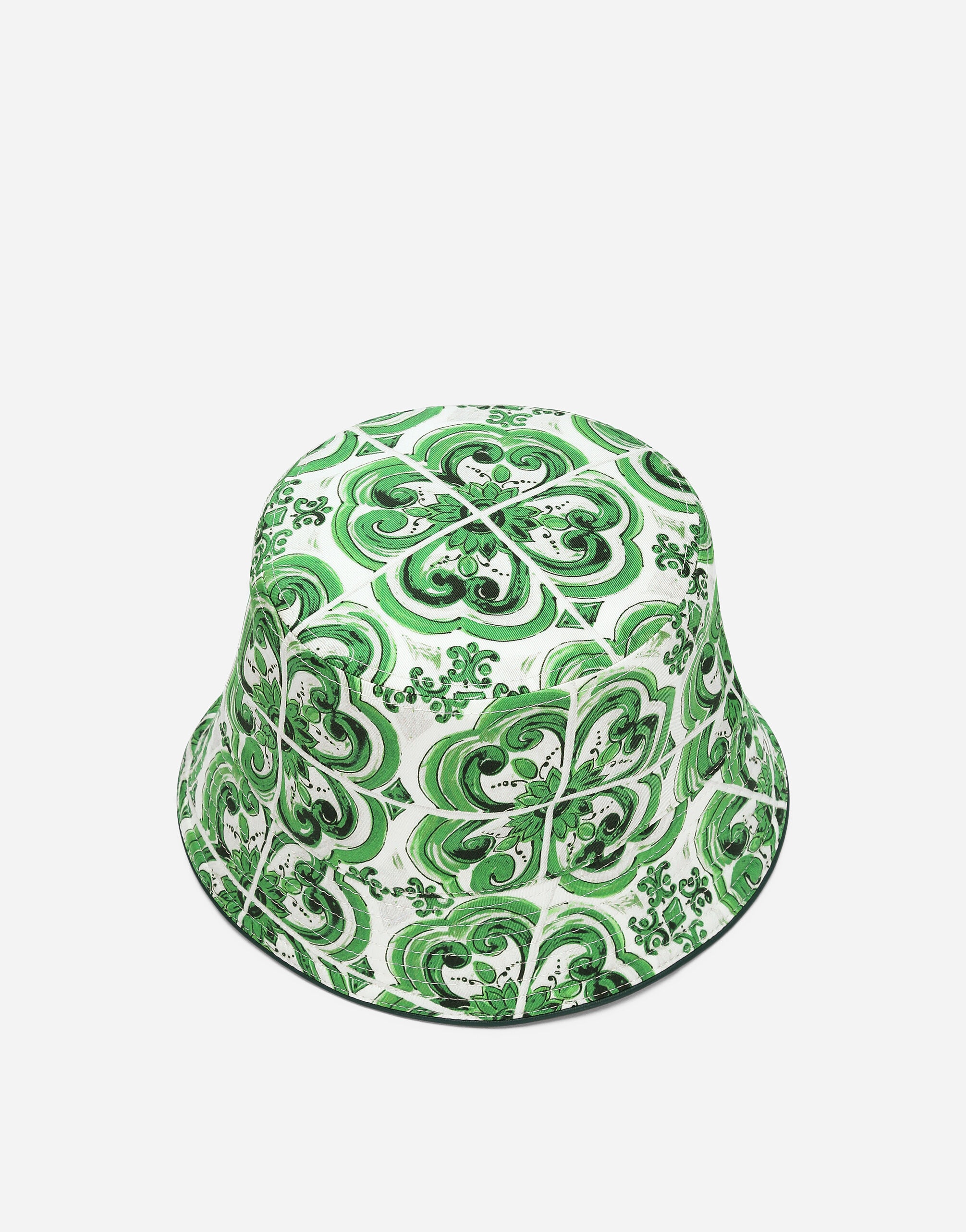 Reversible bucket hat with majolica print - 2