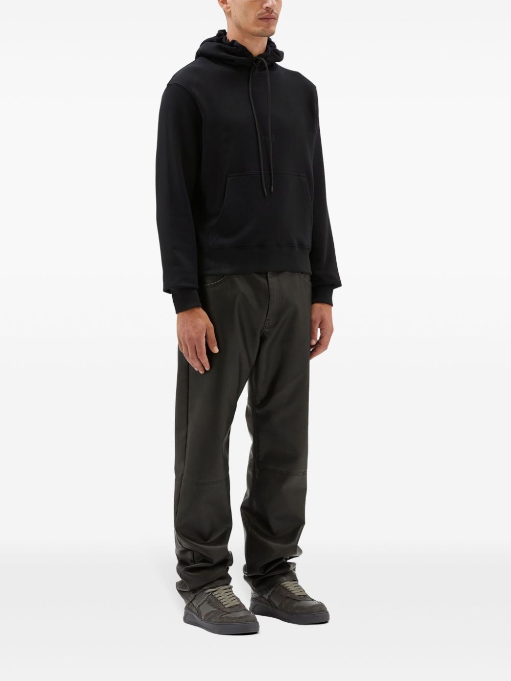 logo-embroidered cotton hoodie - 3