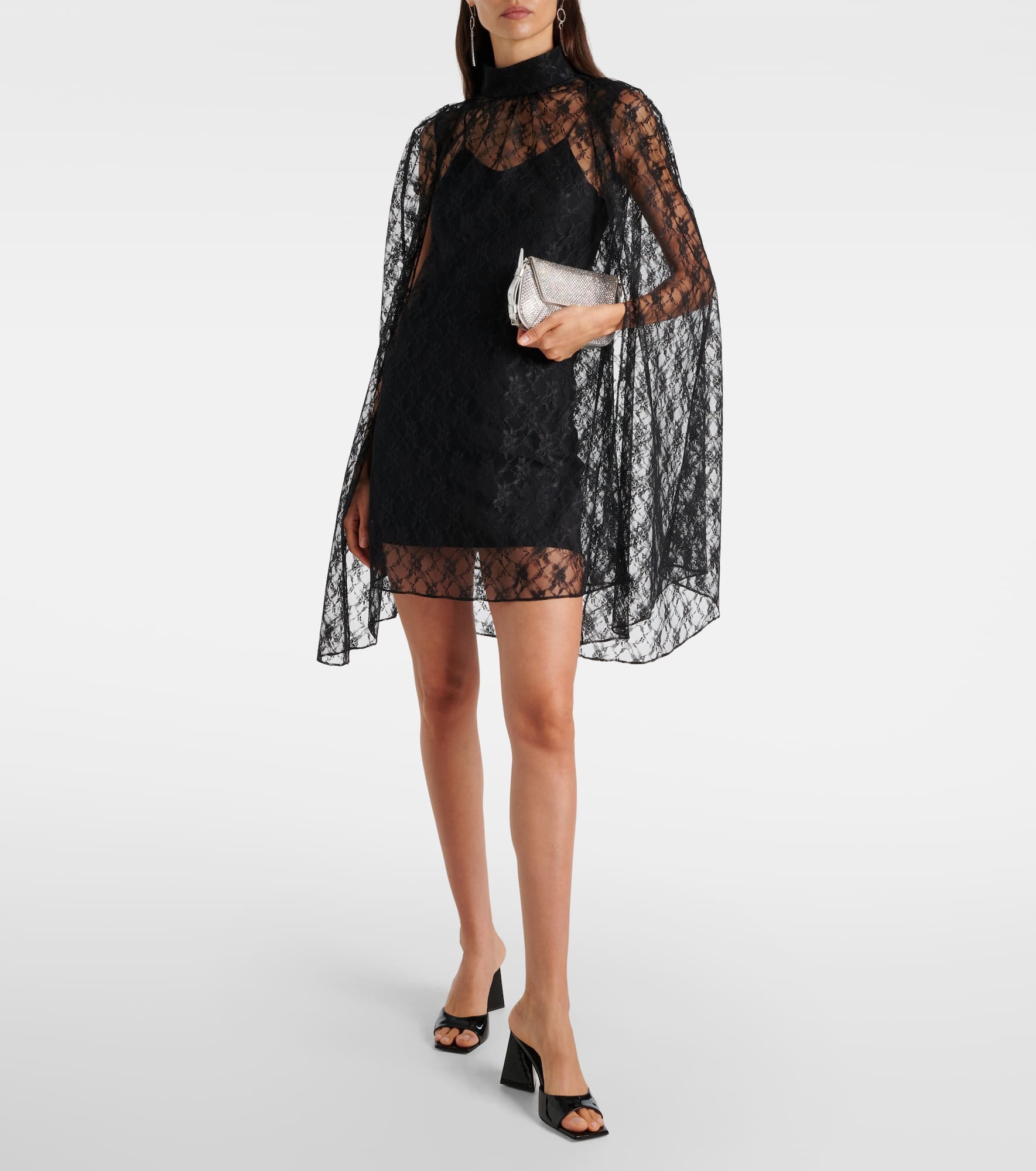 Caped floral lace minidress - 2