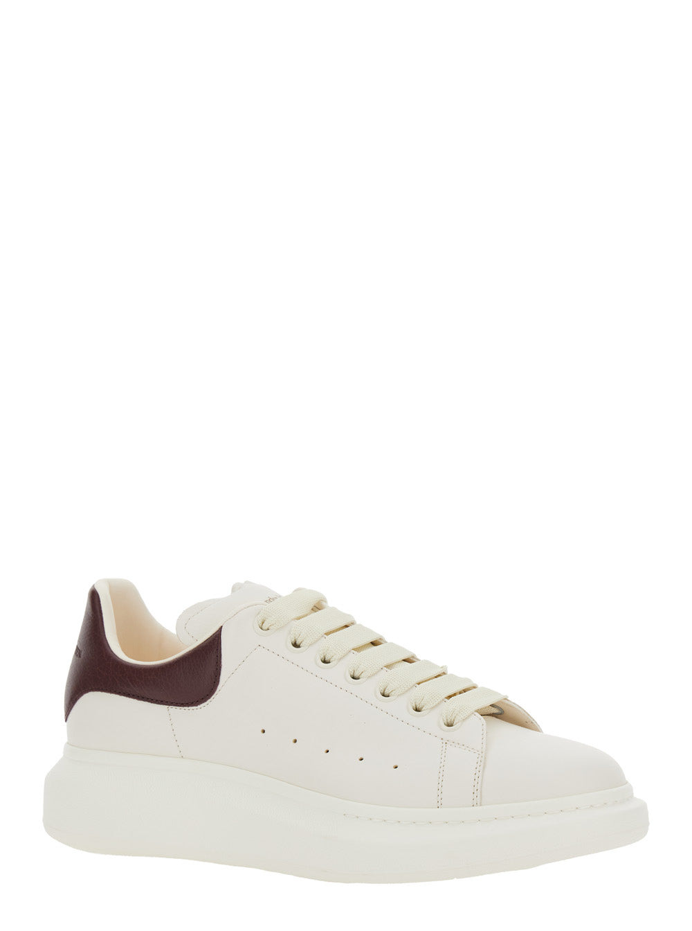 Alexander Mcqueen Men White Low-Top Sneakers With Chunky Sole And Brown Contrasting Heel Tab In Leat - 2