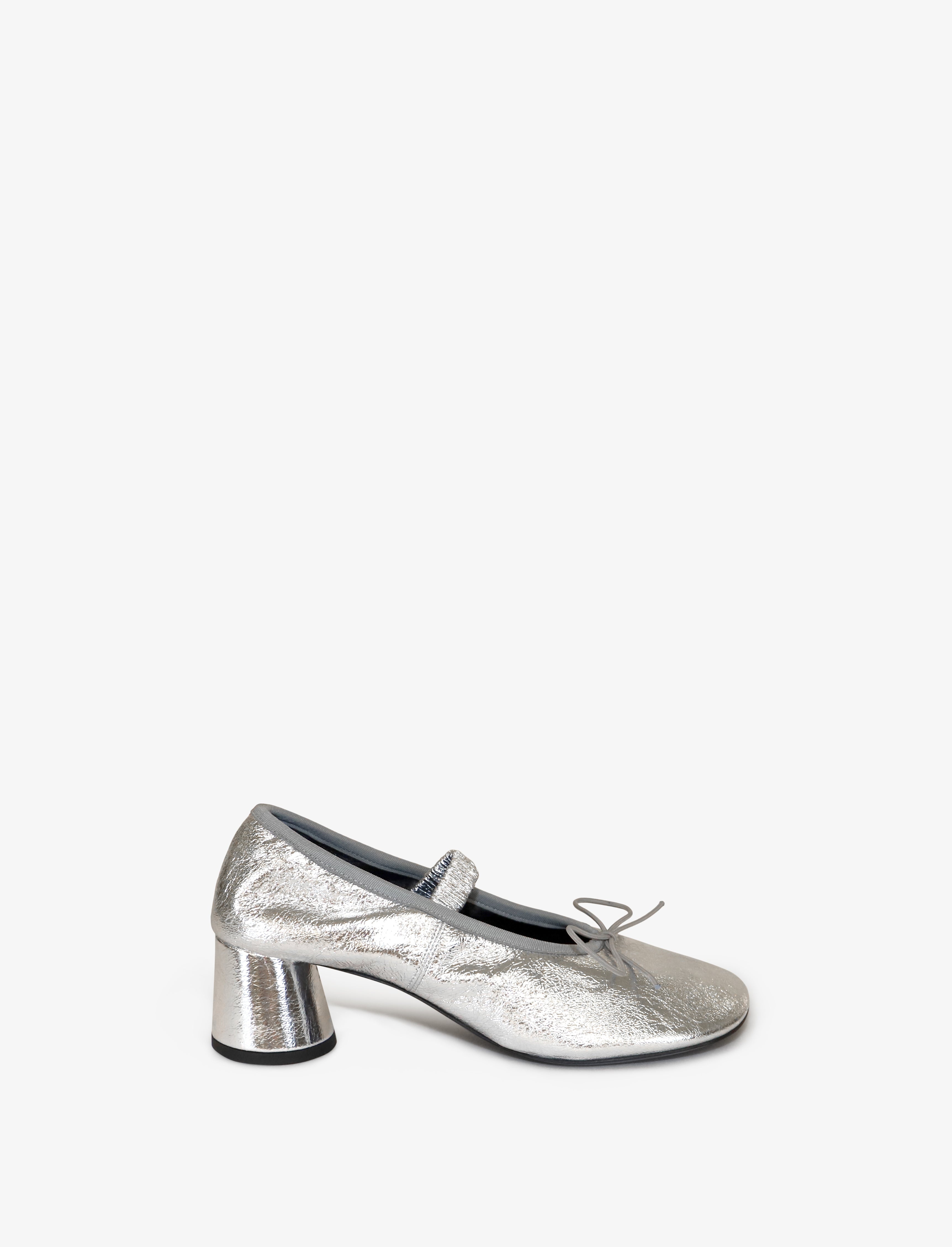 Glove Mary Jane Ballet Pumps in Crinkled Metallic - 1