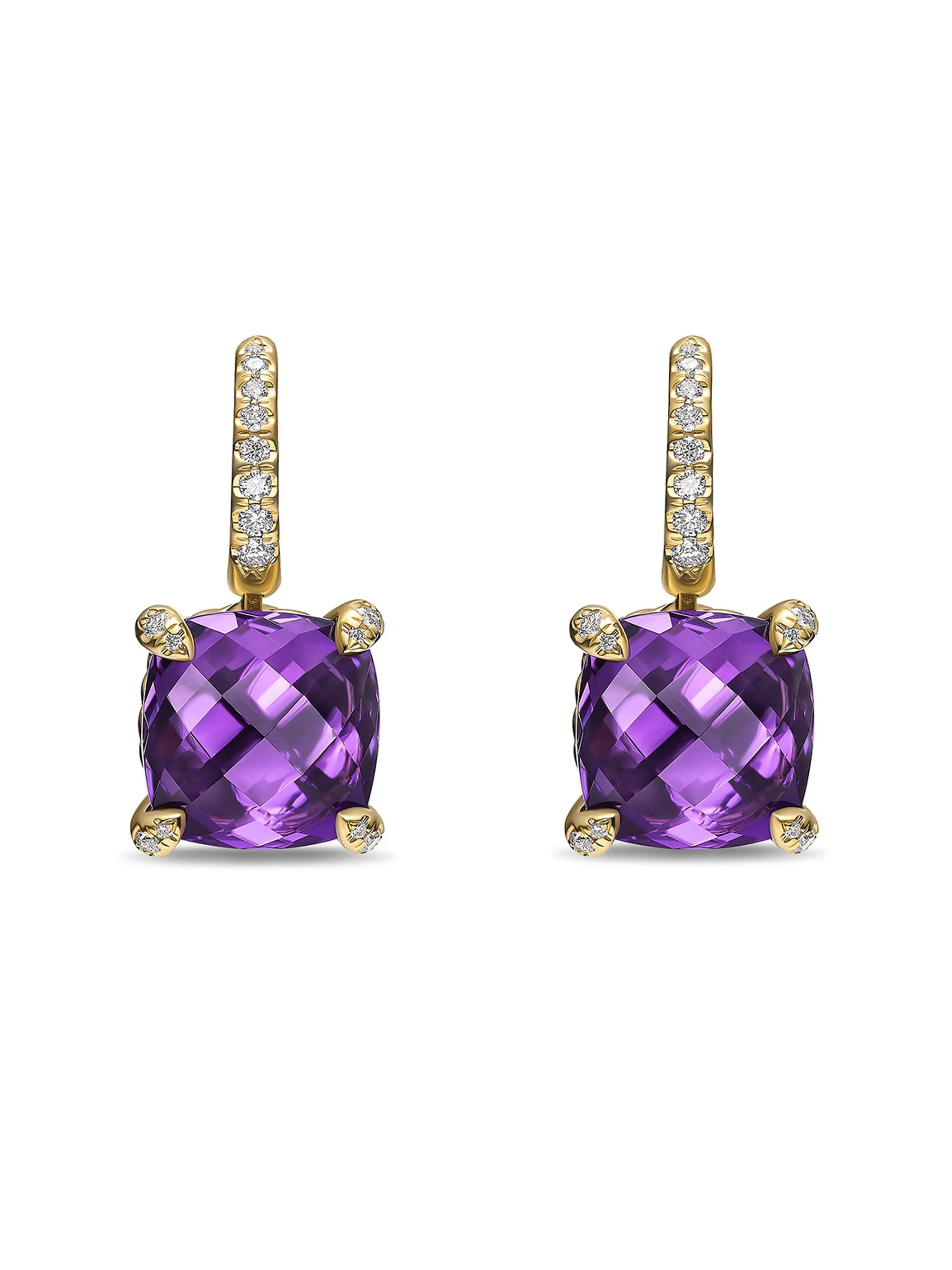 Women's Chatelaine Drop Earrings in 18K Yellow Gold - Amethyst - 1