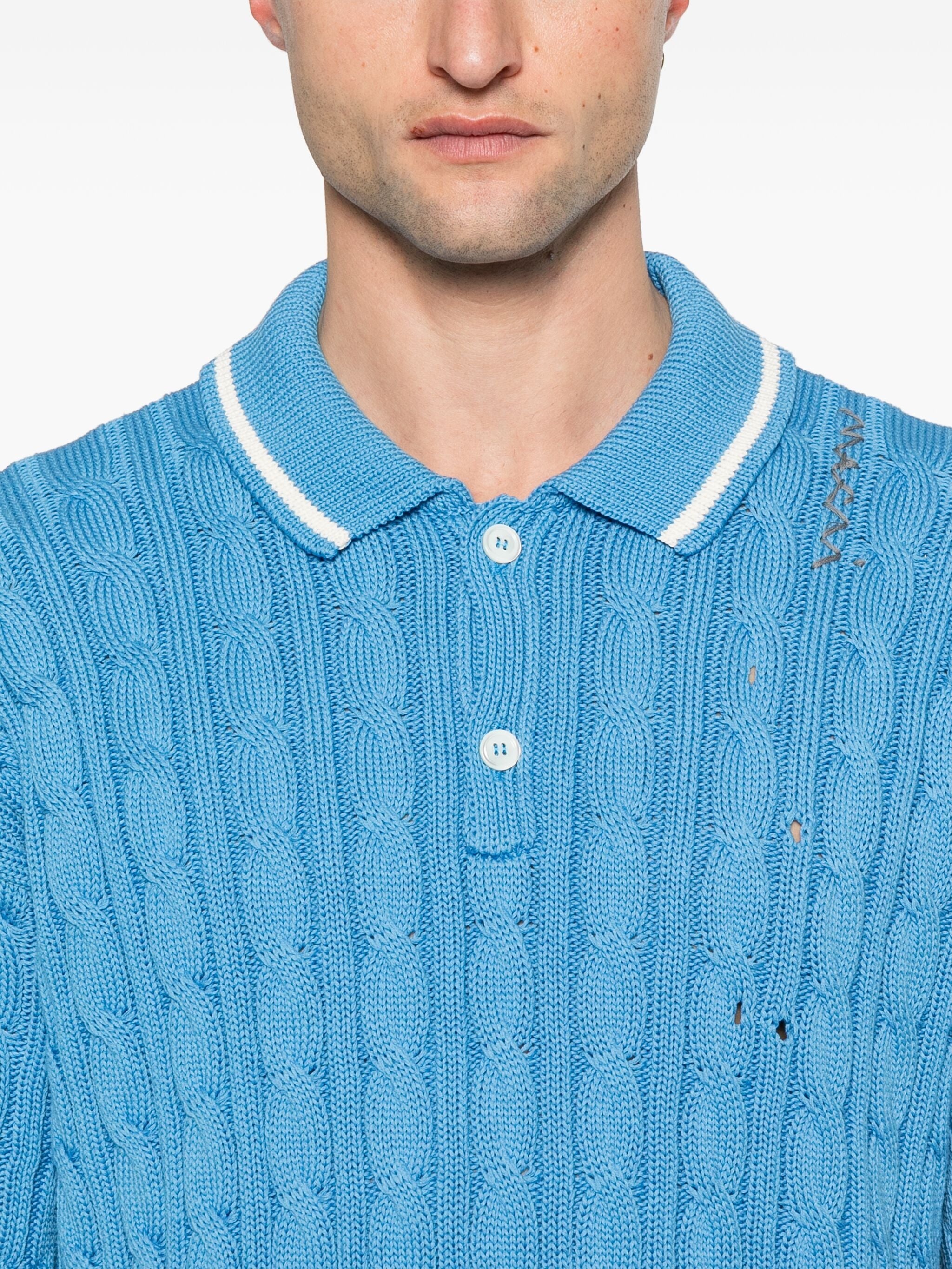 Cable-knit Polo Shirt - 3