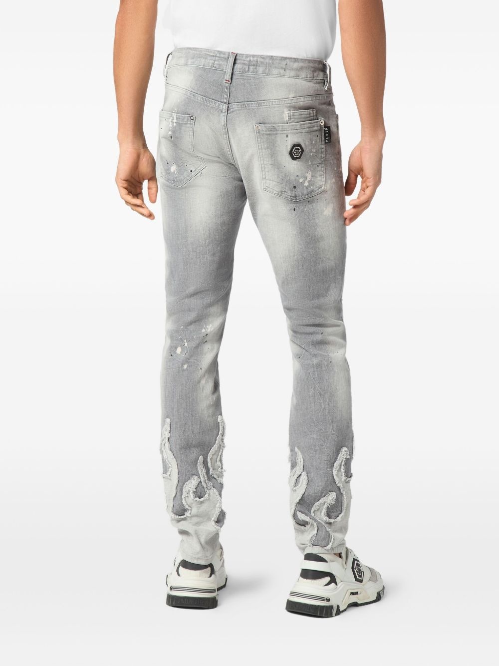 flame-appliqué straight-leg jeans - 3