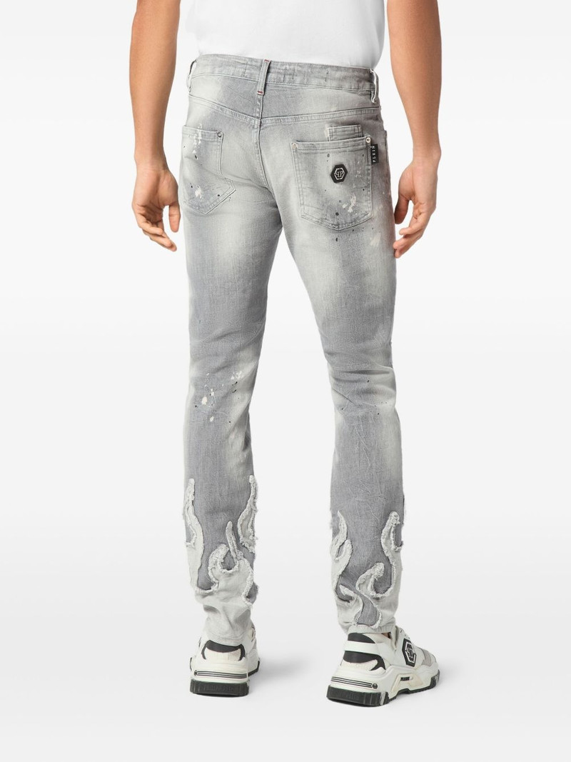flame-appliqué straight-leg jeans 3