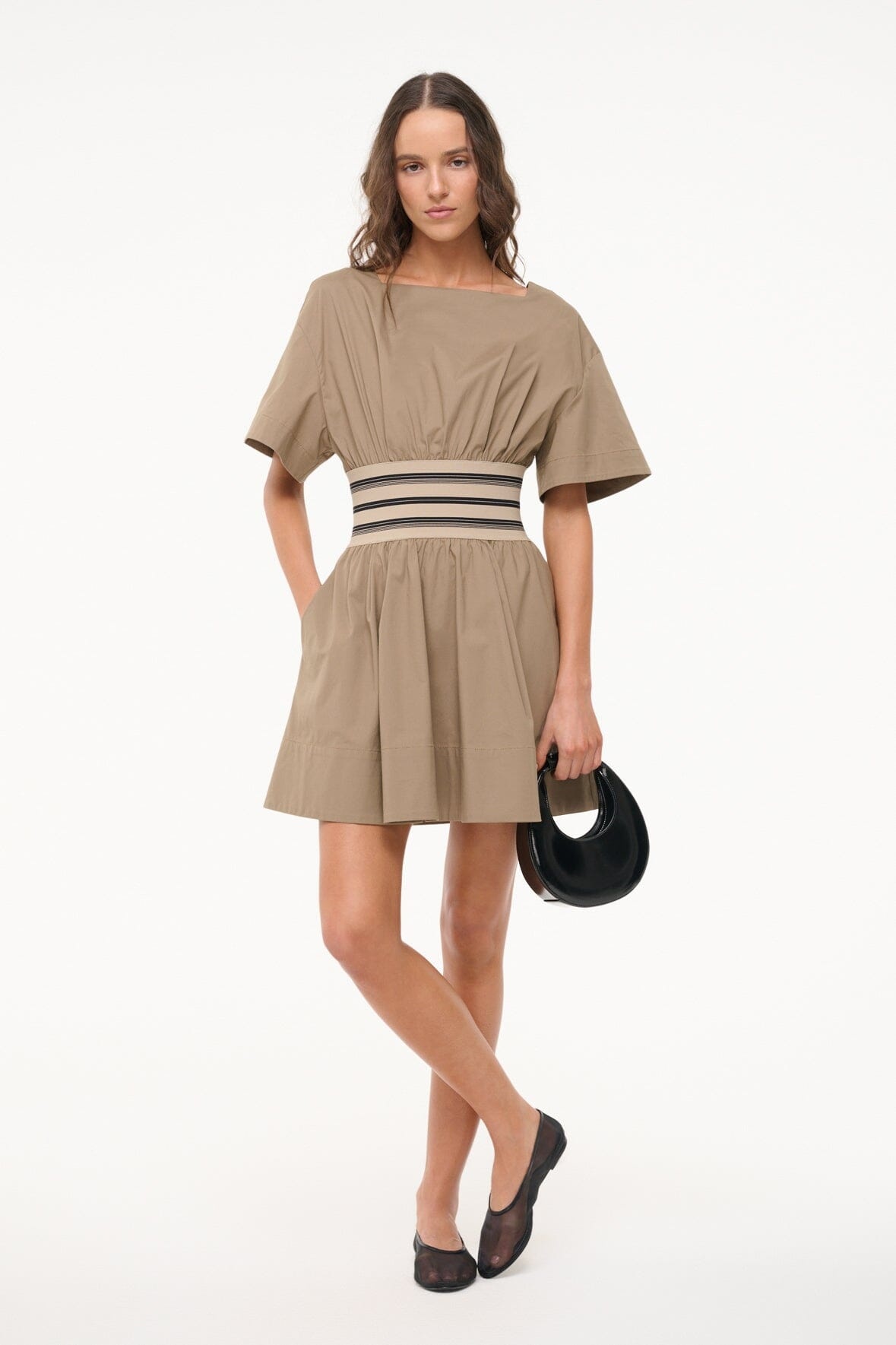 STAUD AMY MINI DRESS TAUPE - 6
