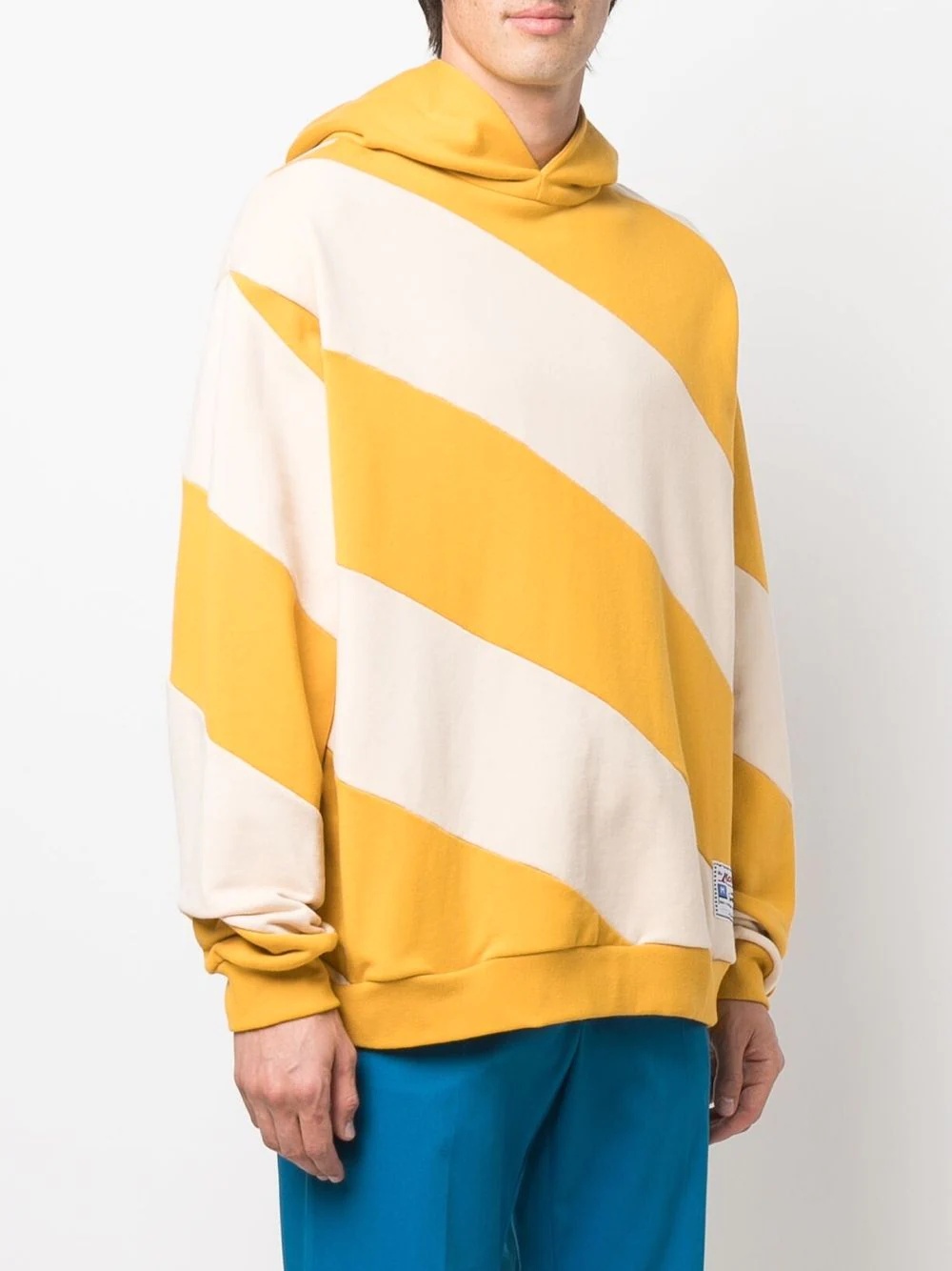 diagonal stripe cotton hoodie - 3