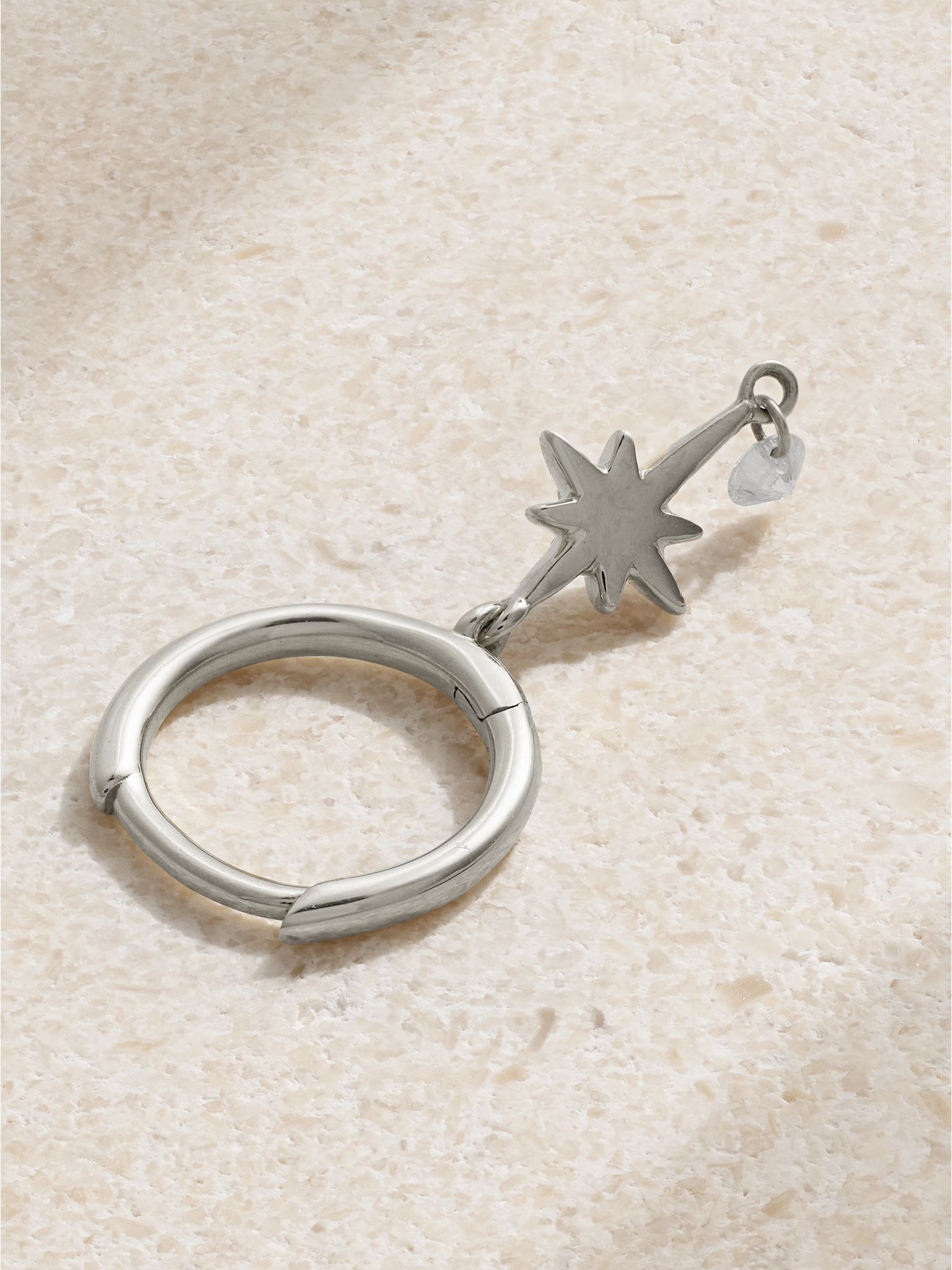 North Star 18-karat white gold diamond single hoop earring Gold - 3
