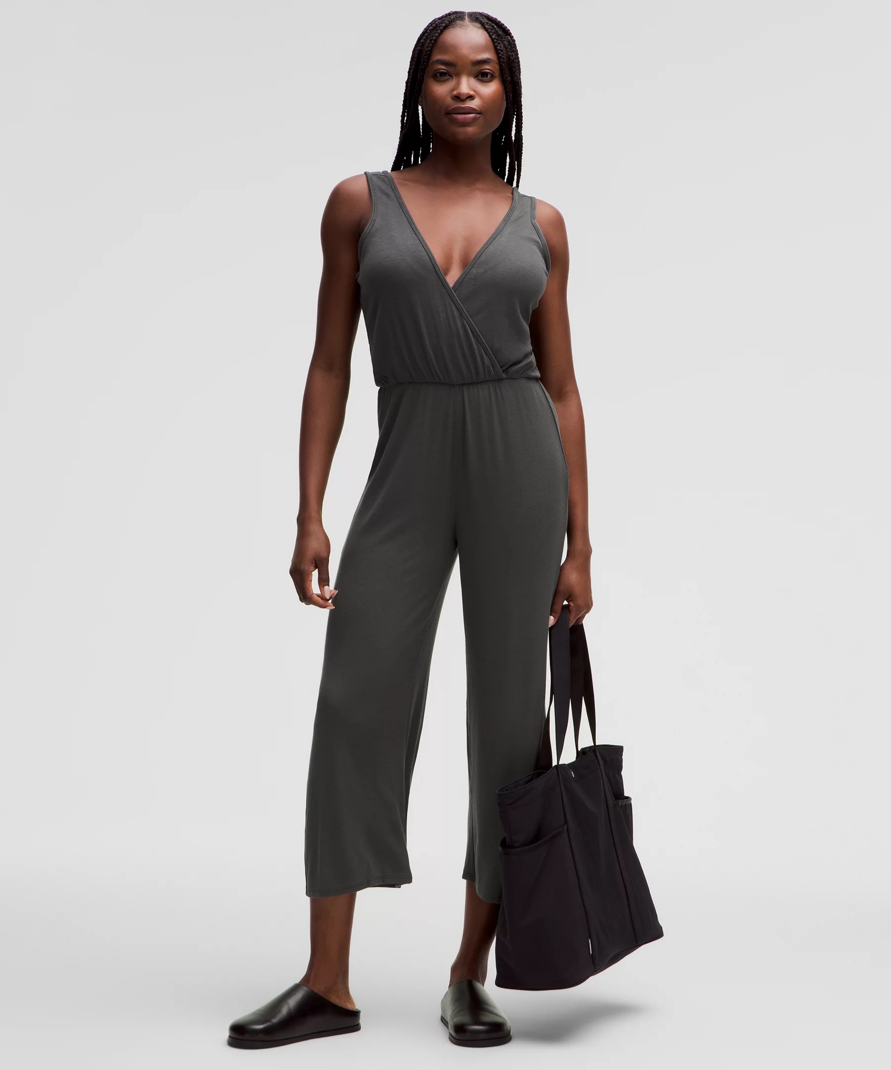 Cropped Wide-Leg Ribbed Jumpsuit - 1