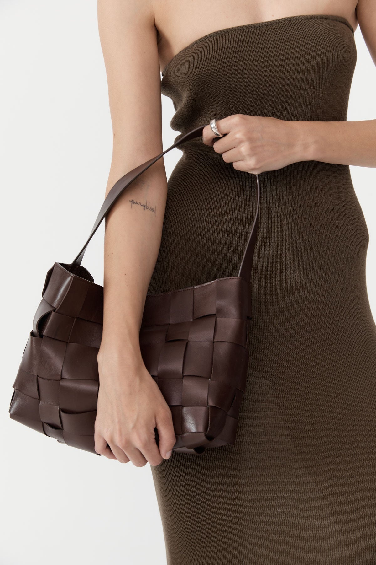 Woven Mini Tote - Chocolate - 3