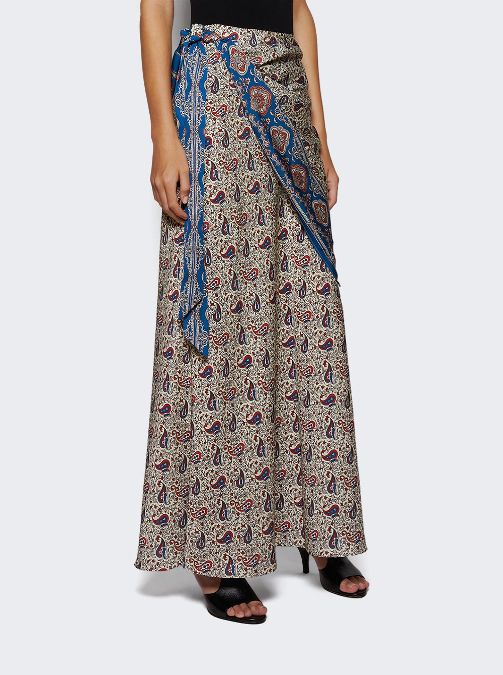 Long Satin Skirt Paisley Bandana Print - 2