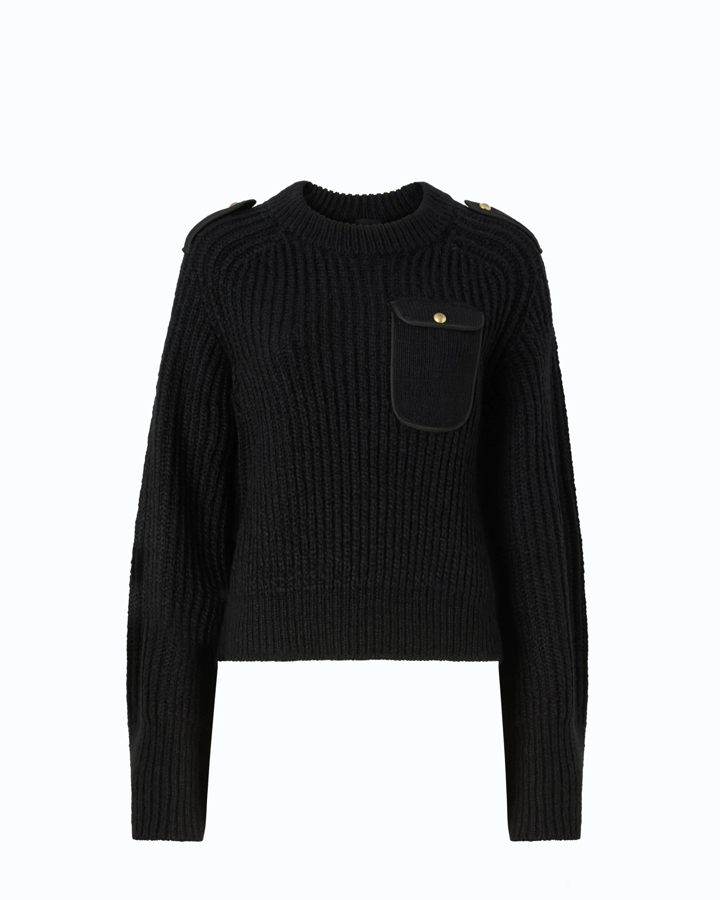 RIBBED SWEATER WITH SMALL POCKET - 1