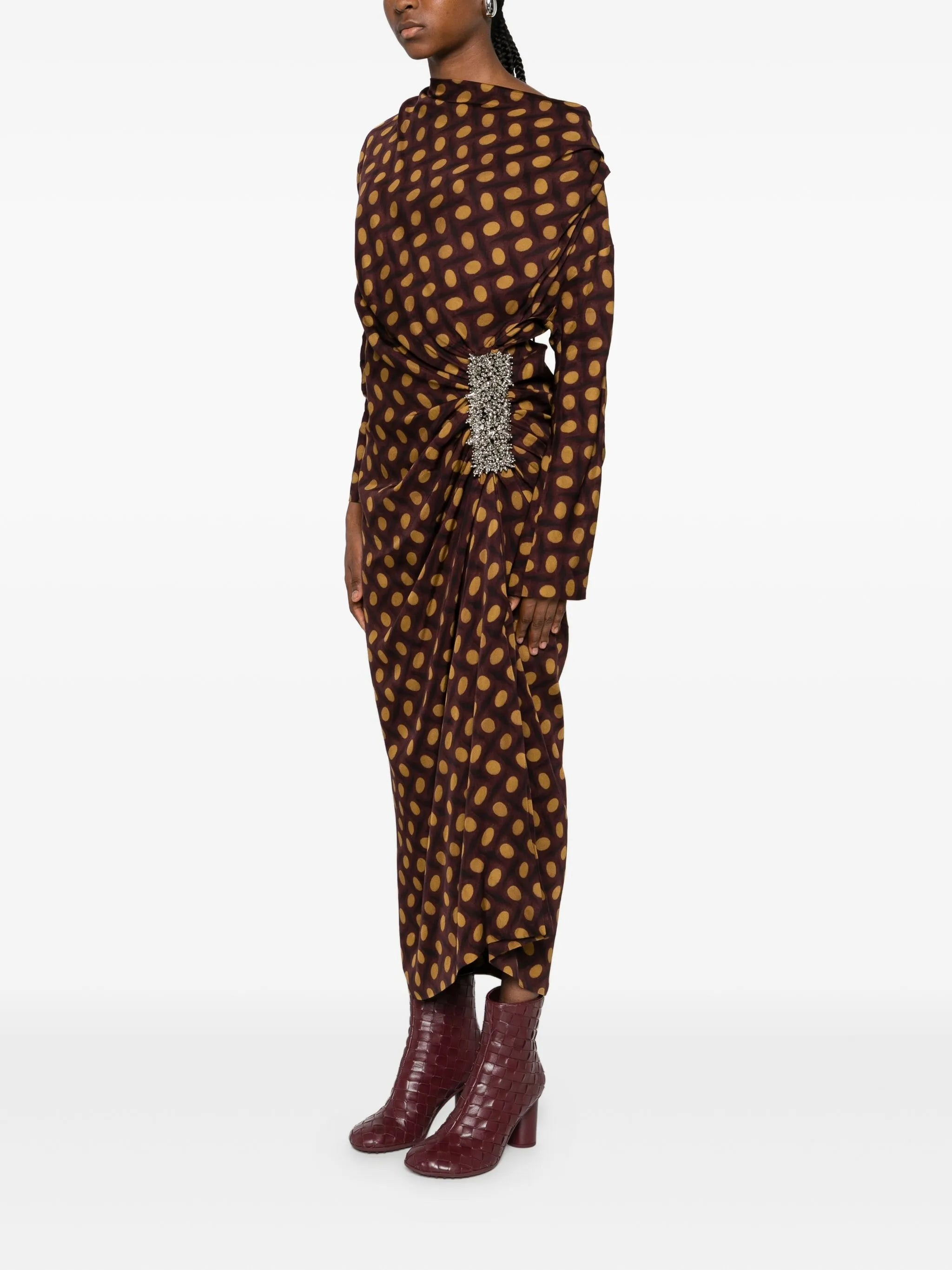 Dries Van Noten Polka-dot Draped Asymmetric Dress - 4