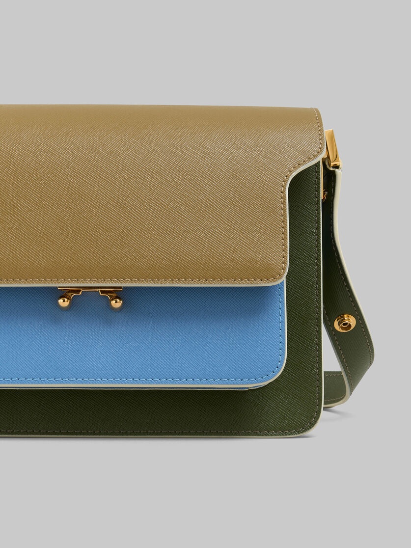 BLUE AND GREEN SAFFIANO LEATHER MEDIUM TRUNK BAG - 4