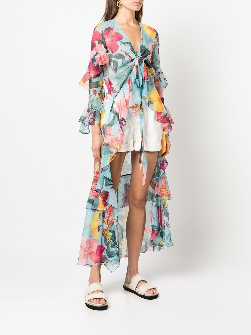 Hibiscus floral-print dip blouse 3
