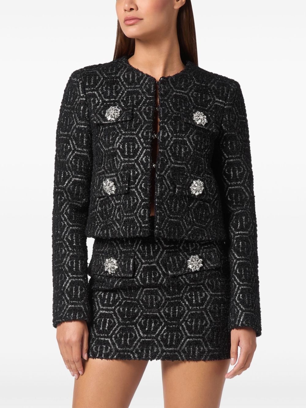 monogram tweed jacket - 3