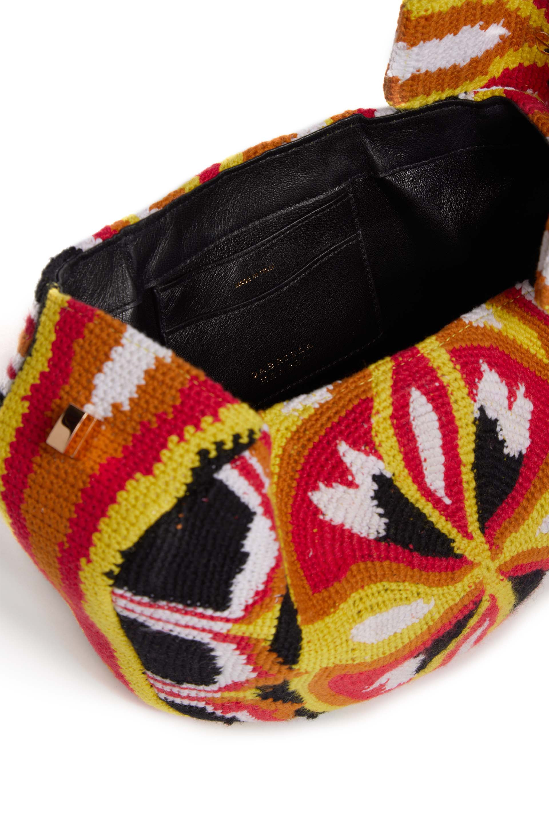 Demi Bag in Red, Yellow & Black Crochet - 4