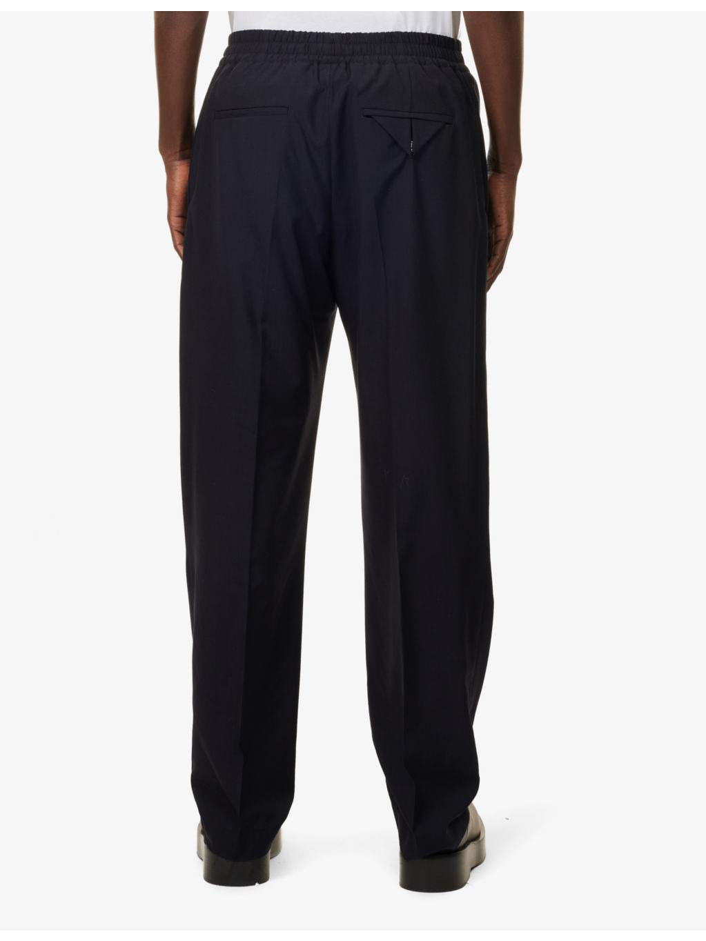Elasticated-Waistband Tapered-Leg Regular-Fit Wool Trousers - 4