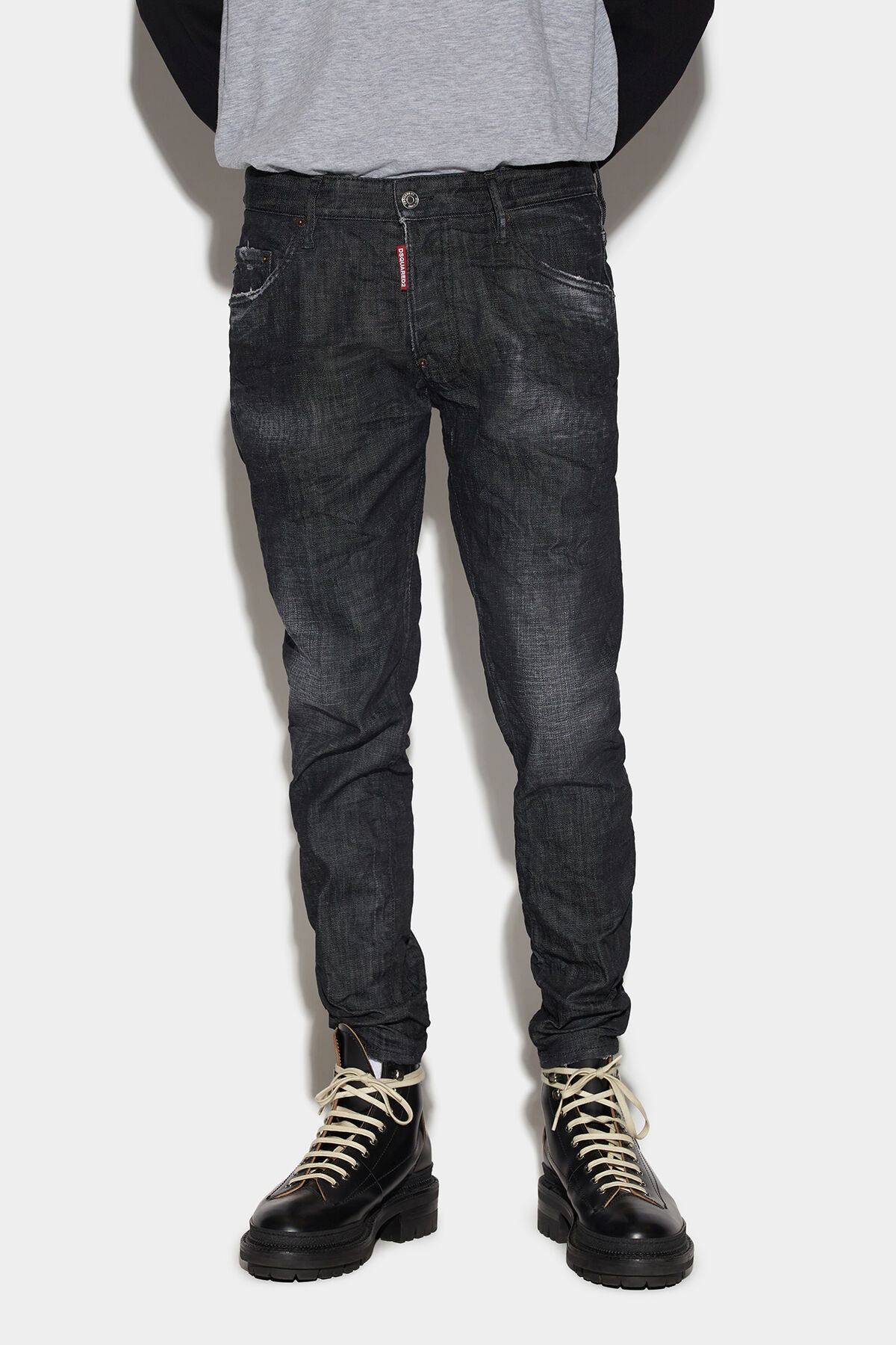 BLACK CLEAN WASH SKATER JEANS - 3