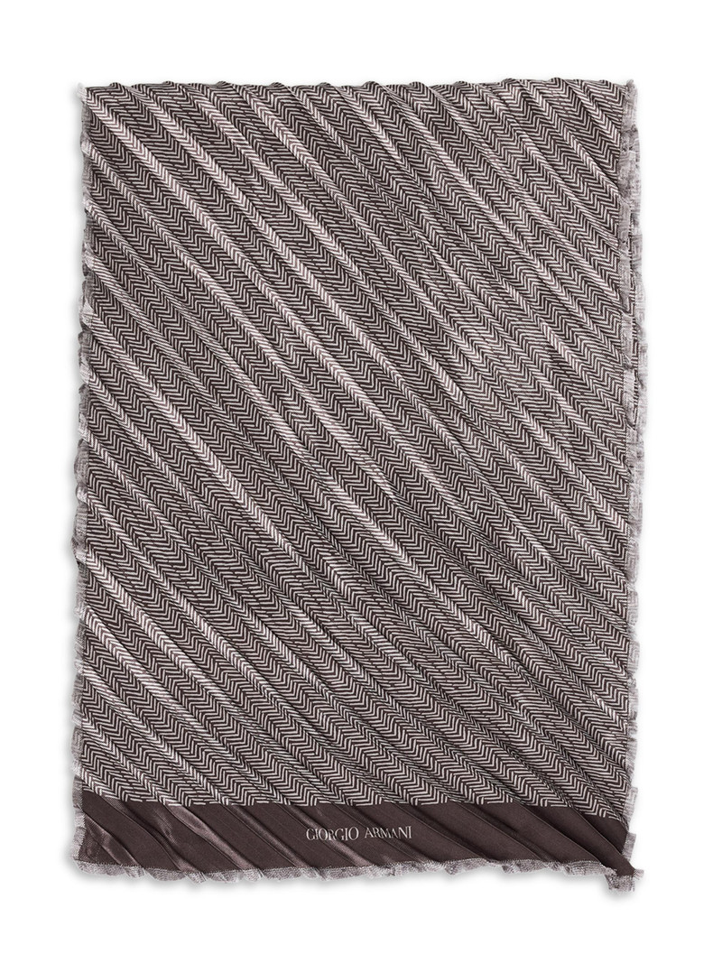 Men's Geometric Reversible Silk Scarf - Chocolate 1