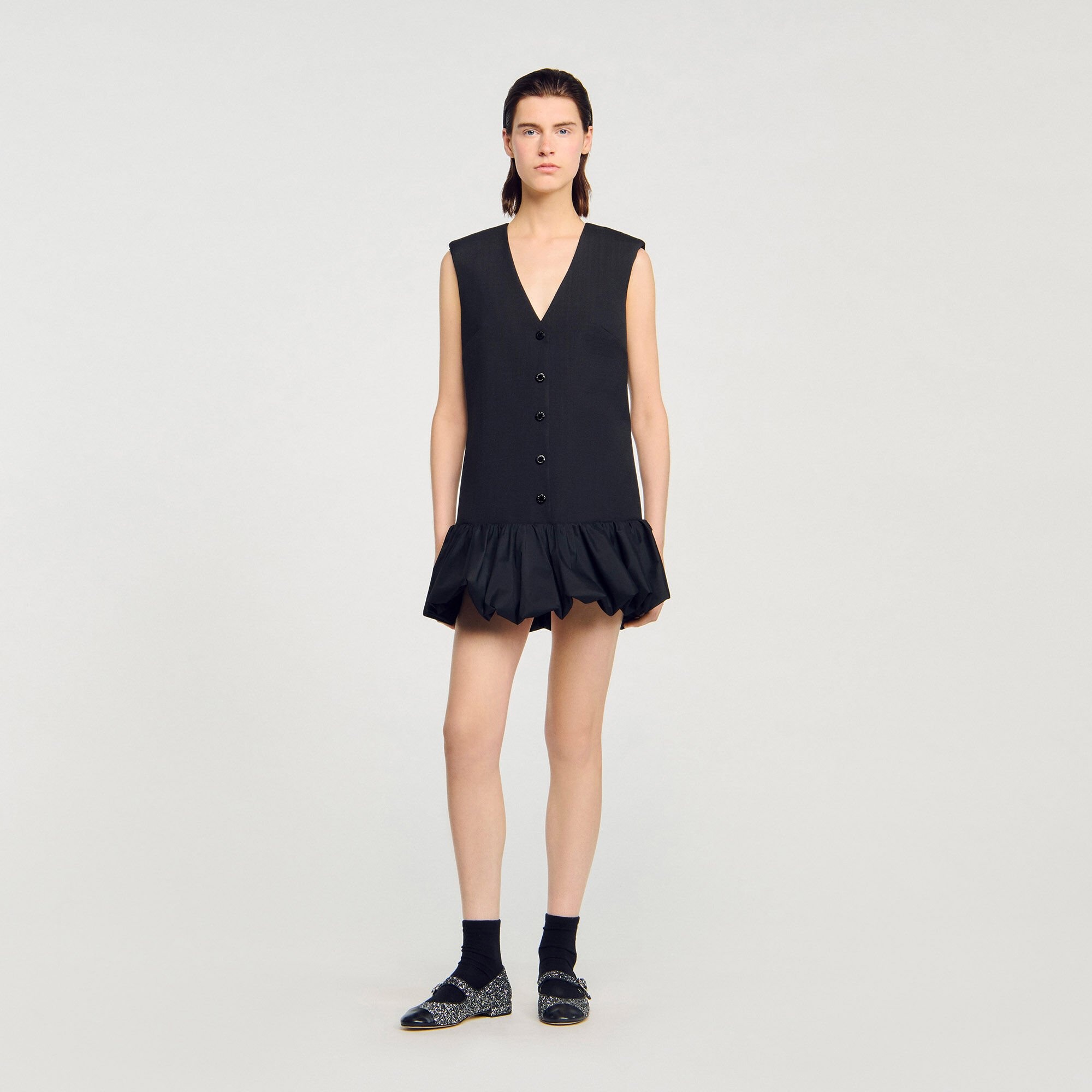 MINI TAILORED DRESS WITH RUFFLE - 1