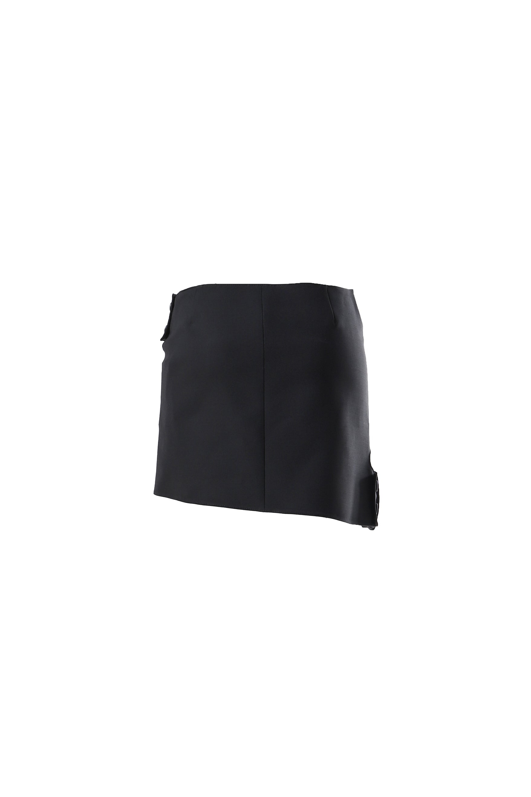 DOUBLE BUCKLE POLYWOOL MINI SKIRT / BLK - 2