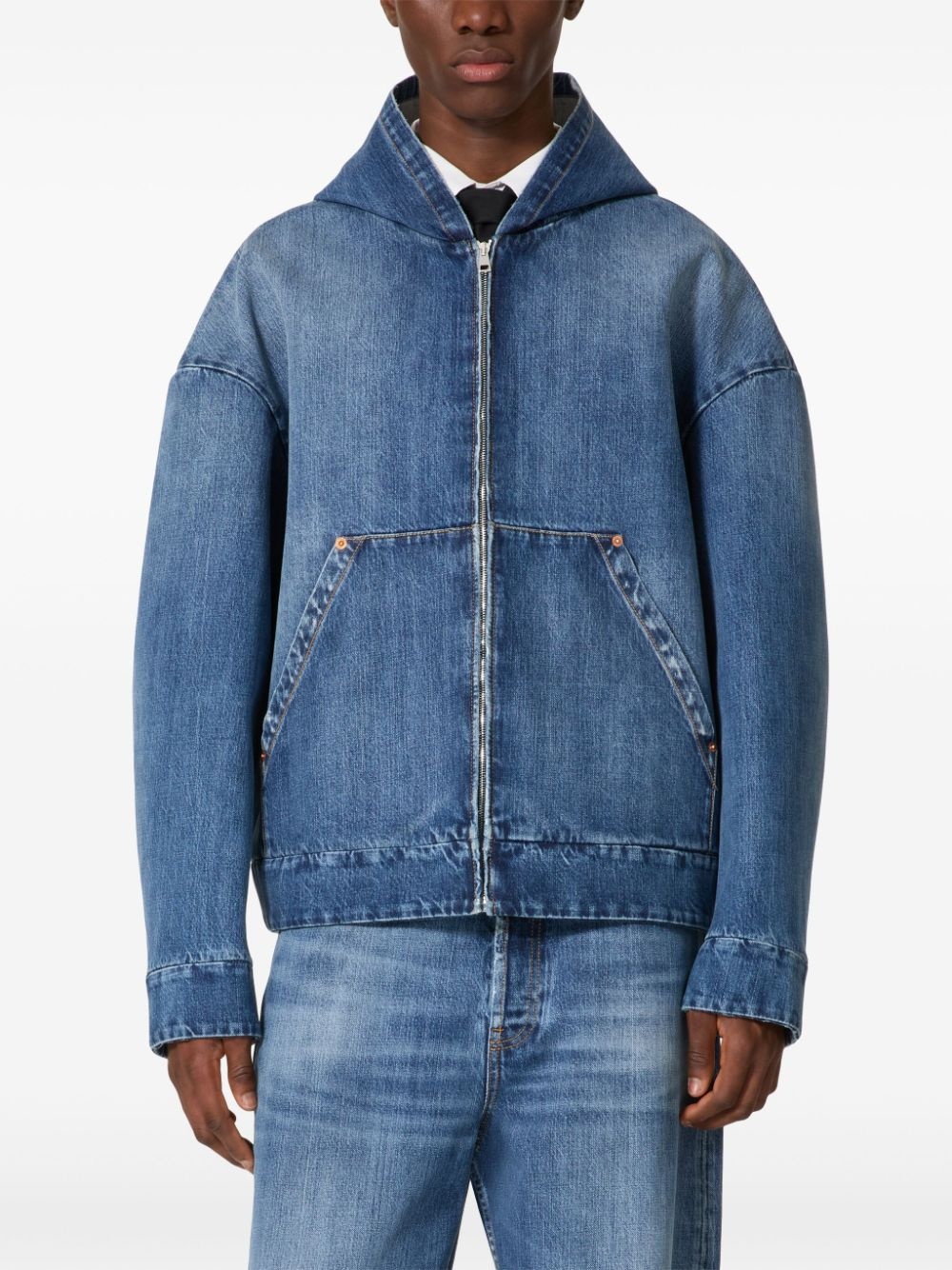 hooded denim jacket - 3