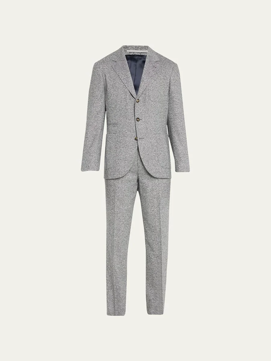 Men's Pleated Wool Donegal Suit - 1