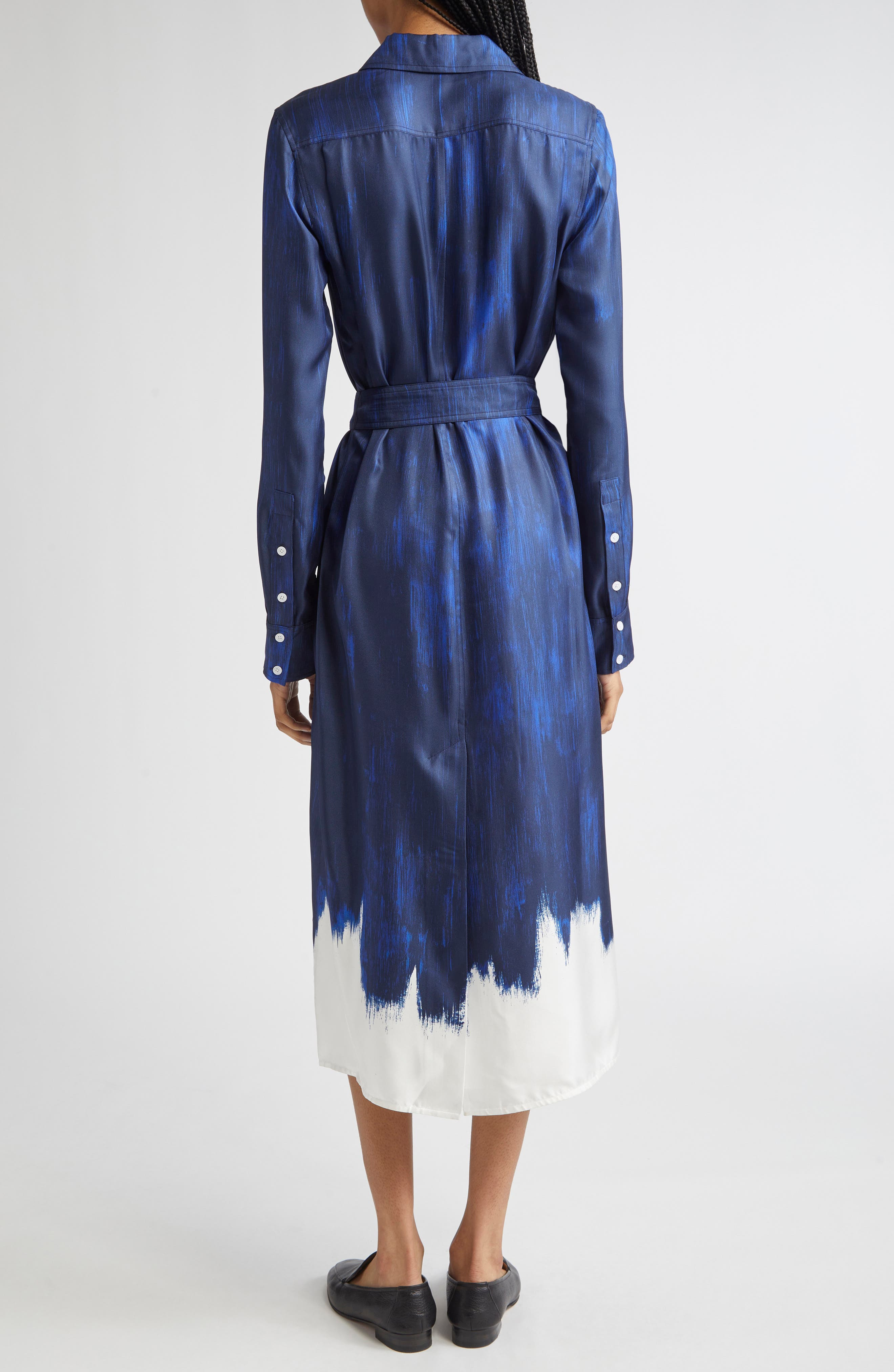 Proenza Schouler Amaya Abstract Print Long Sleeve Silk Shirtdress in Cobalt Multi at Nordstrom - 2