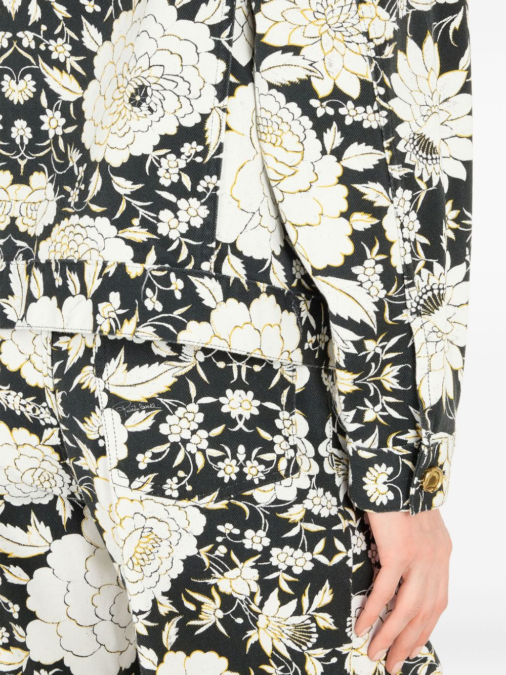 floral print denim jacket - 5