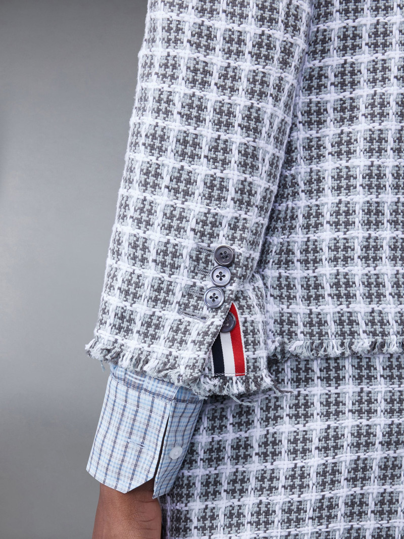 Check Summer Tweed Fray Cropped Sack Sport Coat 6