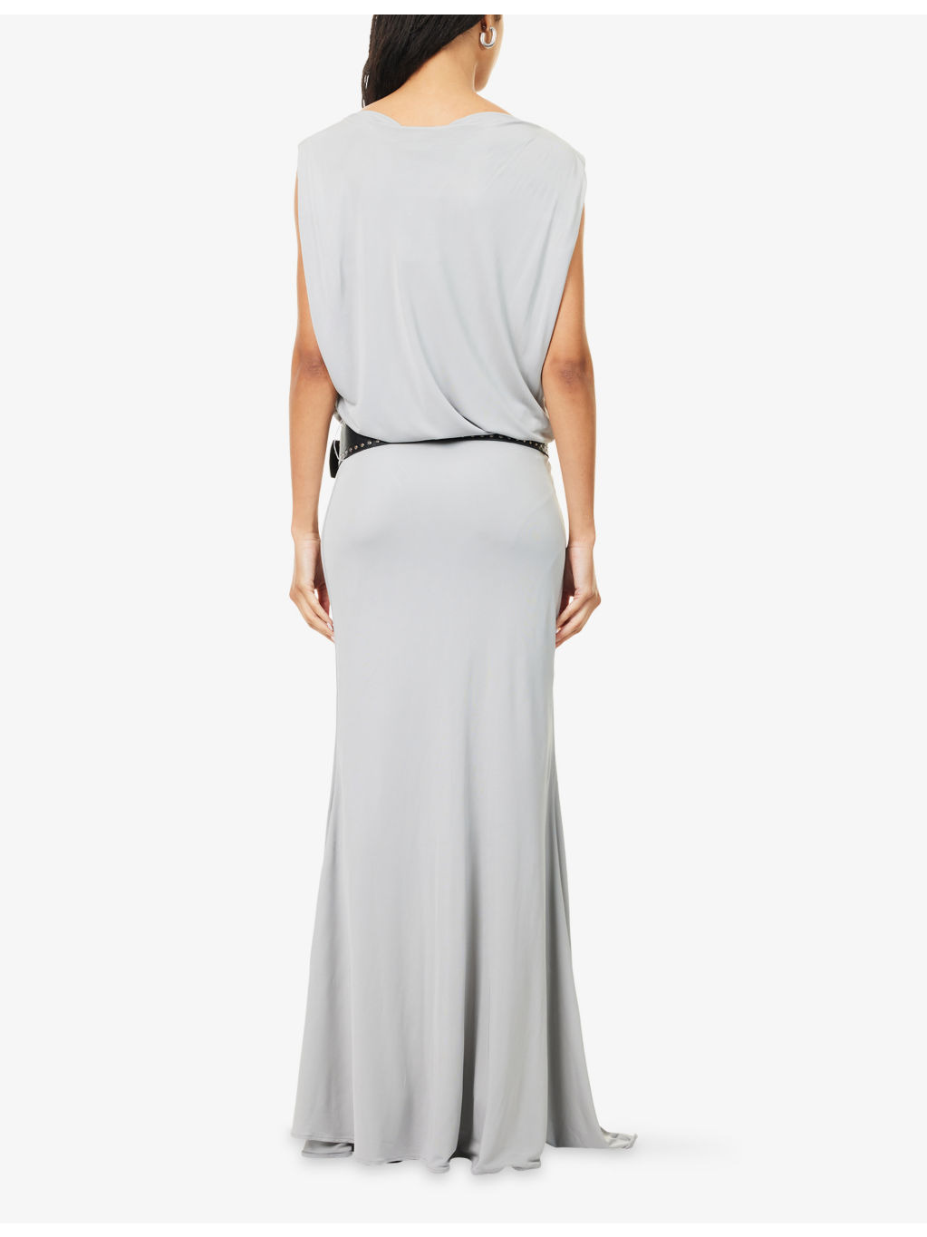 Leather Belted Jersey Maxi Dress - 4