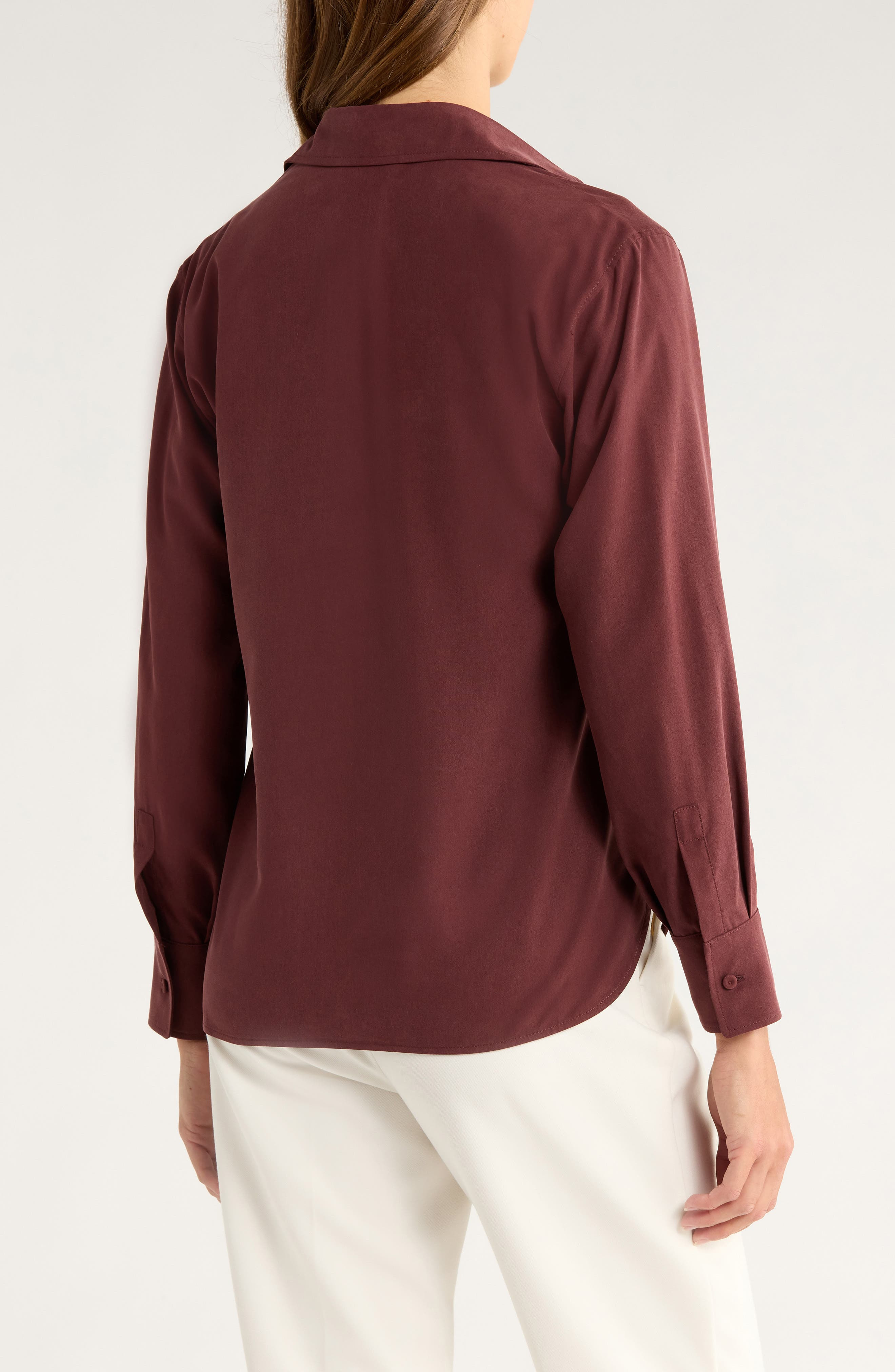 Max Mara Mirko Silk Crepe Popover Top in Cherry at Nordstrom - 2