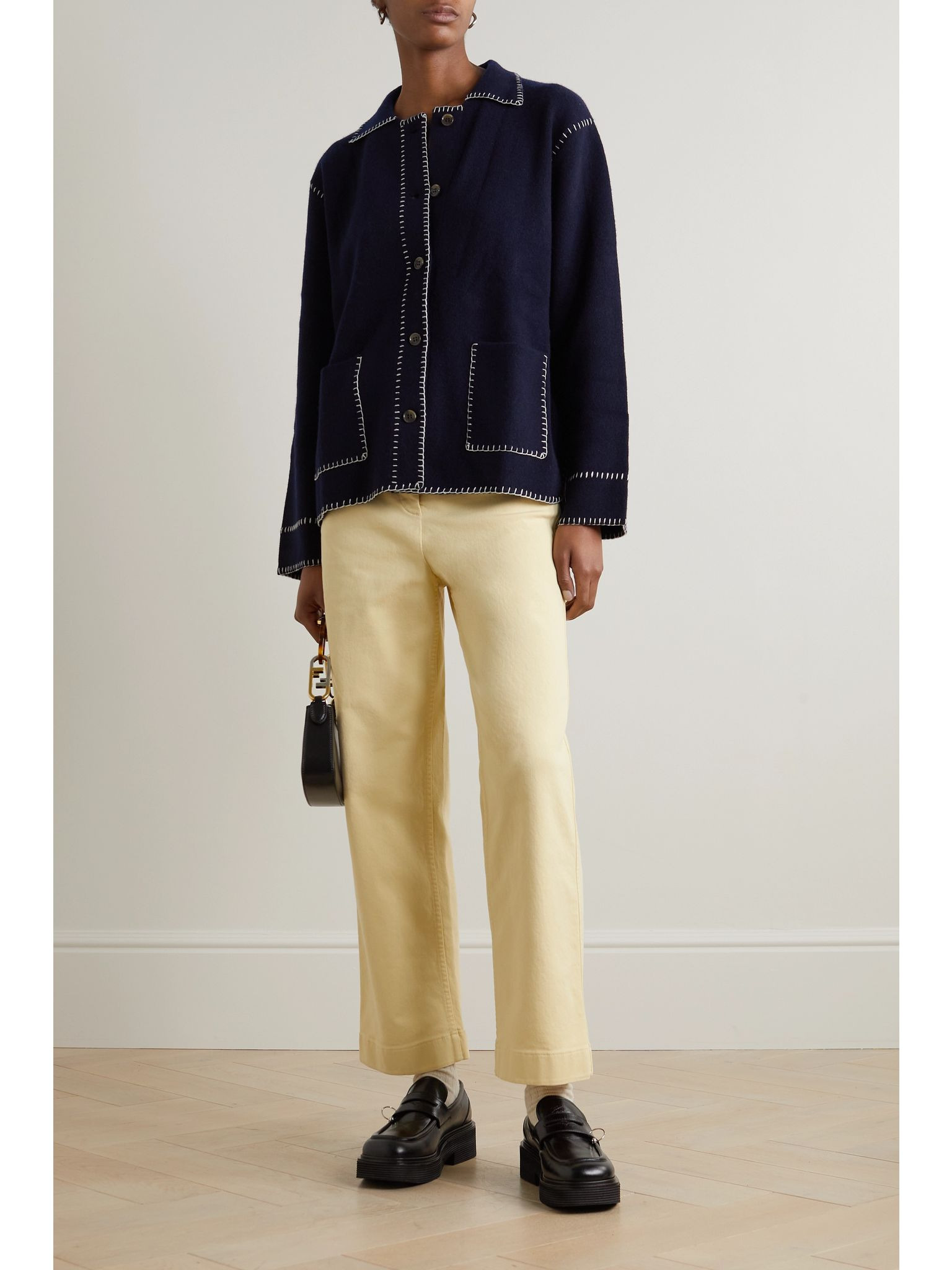 Cloutier cotton-blend twill straight-leg pants Yellow - 2
