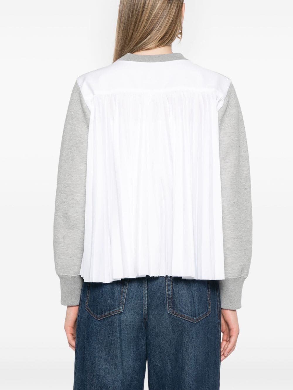 knife-pleats crew-neck sweatshirt - 4