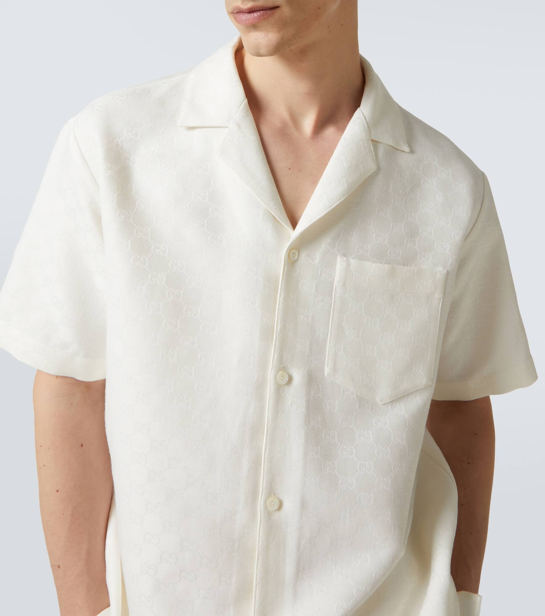 Linen-blend bowling shirt - 5