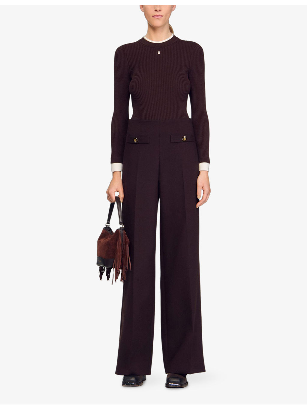Flared-Leg High-Rise Stretch-Woven Trousers - 2